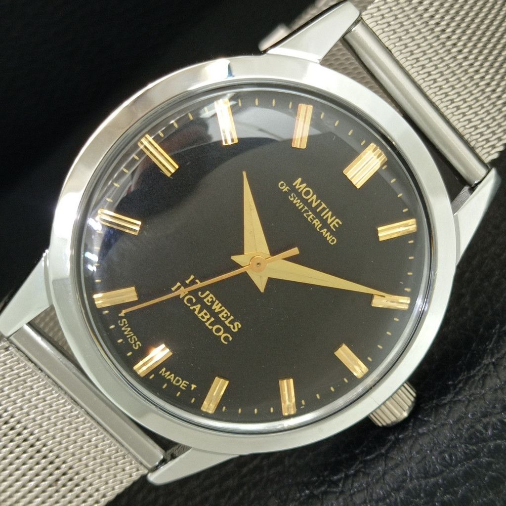 Other VINTAGE MONTINE HAND-WINDING SWISS MENS WHITE WATCH a444164 Size 38 - 1 Thumbnail
