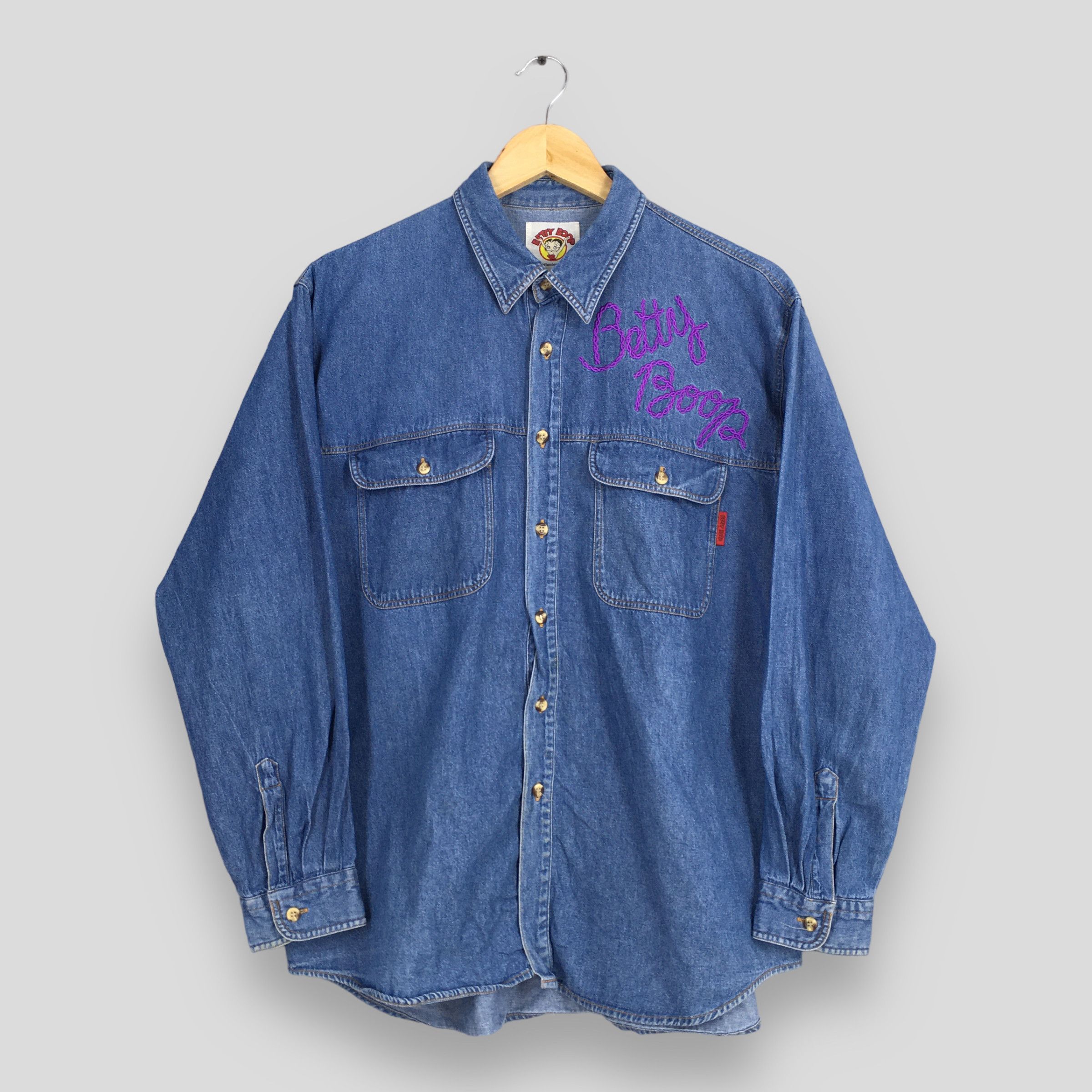 Disney × Vintage Vintage 90s Betty Boop Denim Oxfords Button Down Shirt M Size US M / EU 48-50 / 2 - 2 Thumbnail