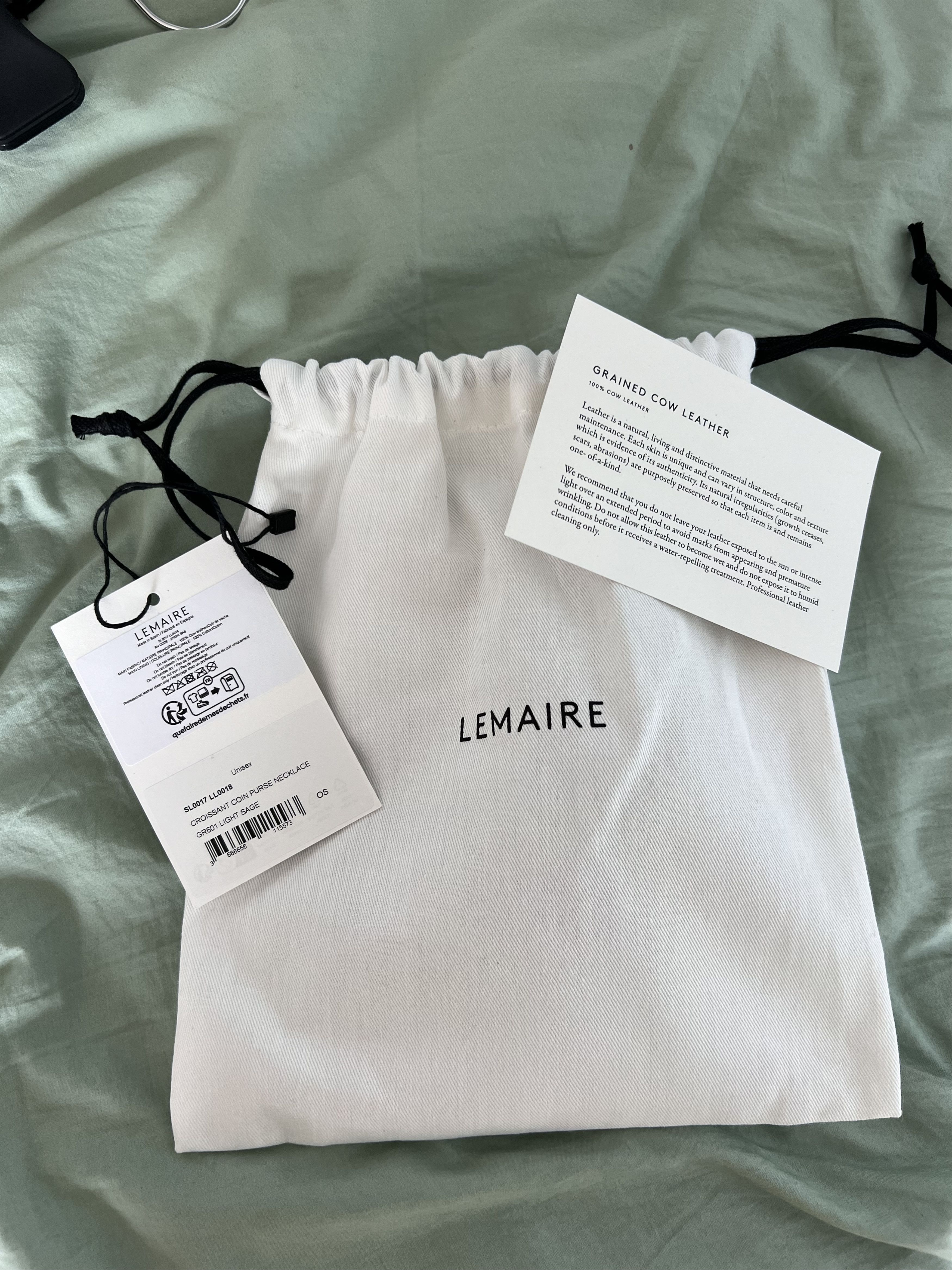 Lemaire Lemaire Croissant Coin Purse Necklace in Light Sage Size ONE SIZE - 6 Thumbnail