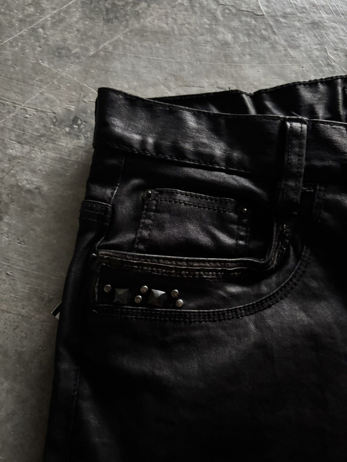 Beauty Beast × Isamu Katayama Backlash × Yasuyuki Ishii CLOUD 72 leather pant zipper sick backpocket rhinestone punk Size US 37 - 9 Thumbnail