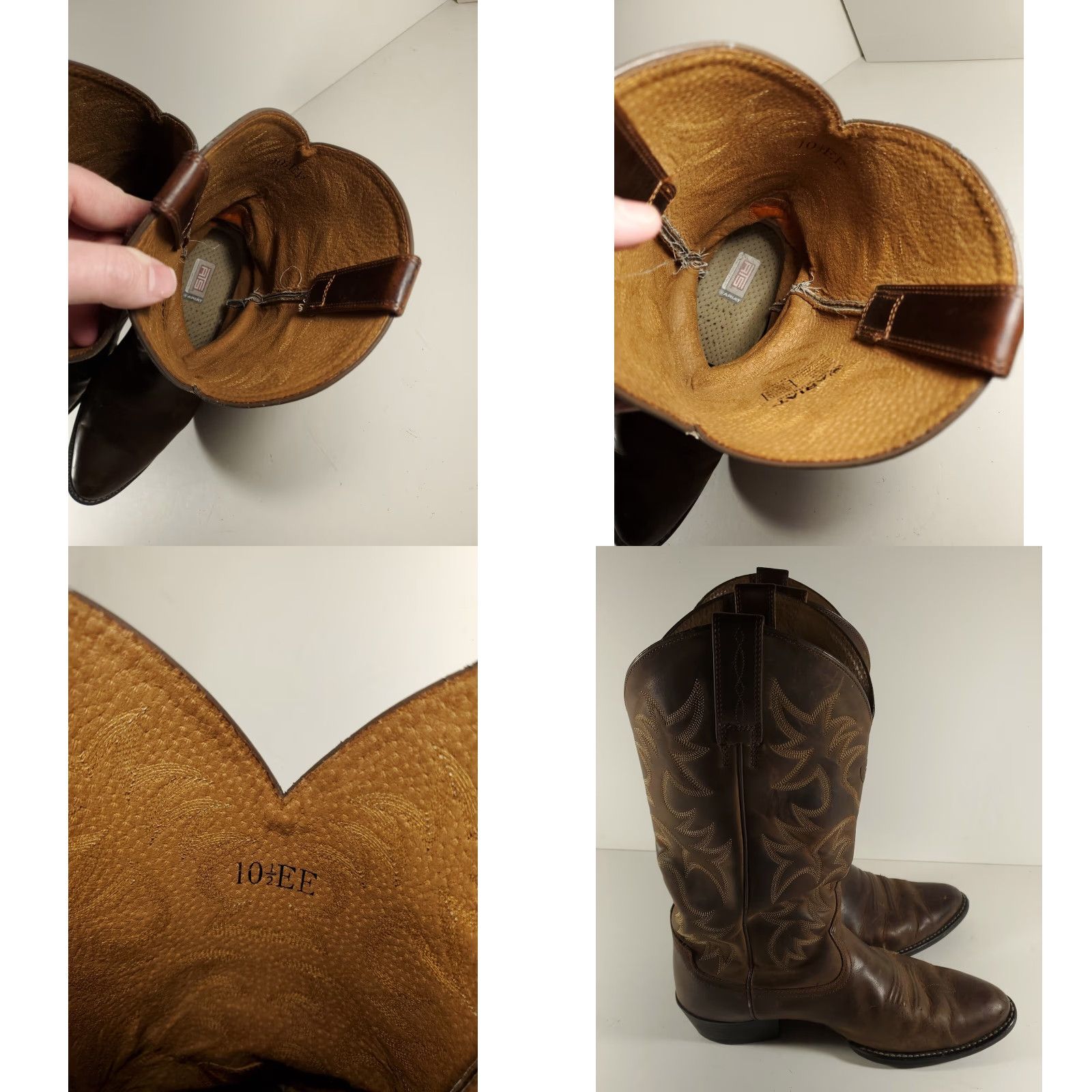 Ariat Ariat Heritage R Toe Western Leather Boots Distressed Brown Mens 10.5 EE Size US 11 / EU 44 - 8 Thumbnail