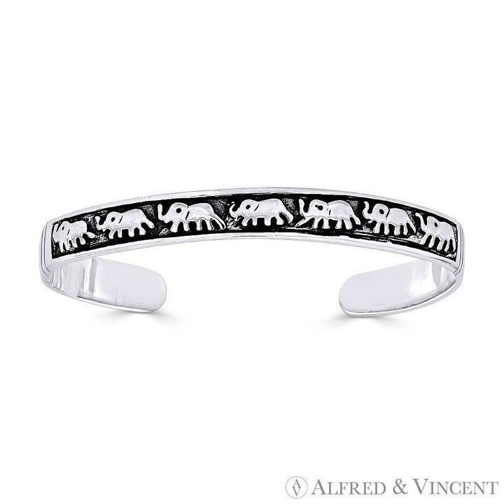 Other Elephant Charm Open Cuff Bangle .925 Sterling Silver Size ONE SIZE - 1 Preview