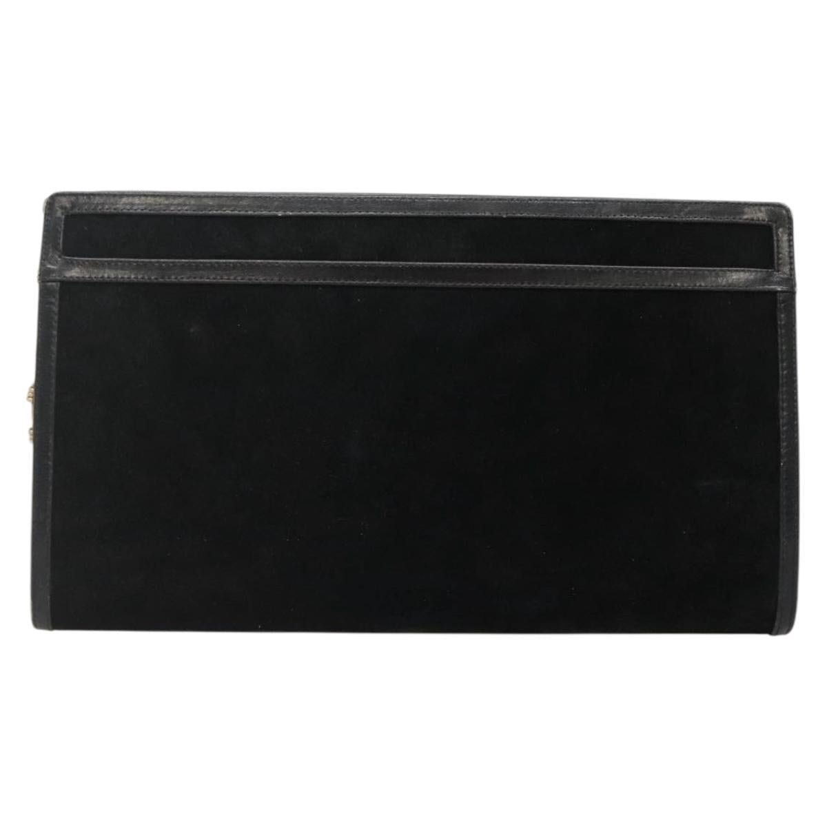 Gucci GUCCI Chain Shoulder Bag Suede Black Gold Size ONE SIZE - 3 Thumbnail