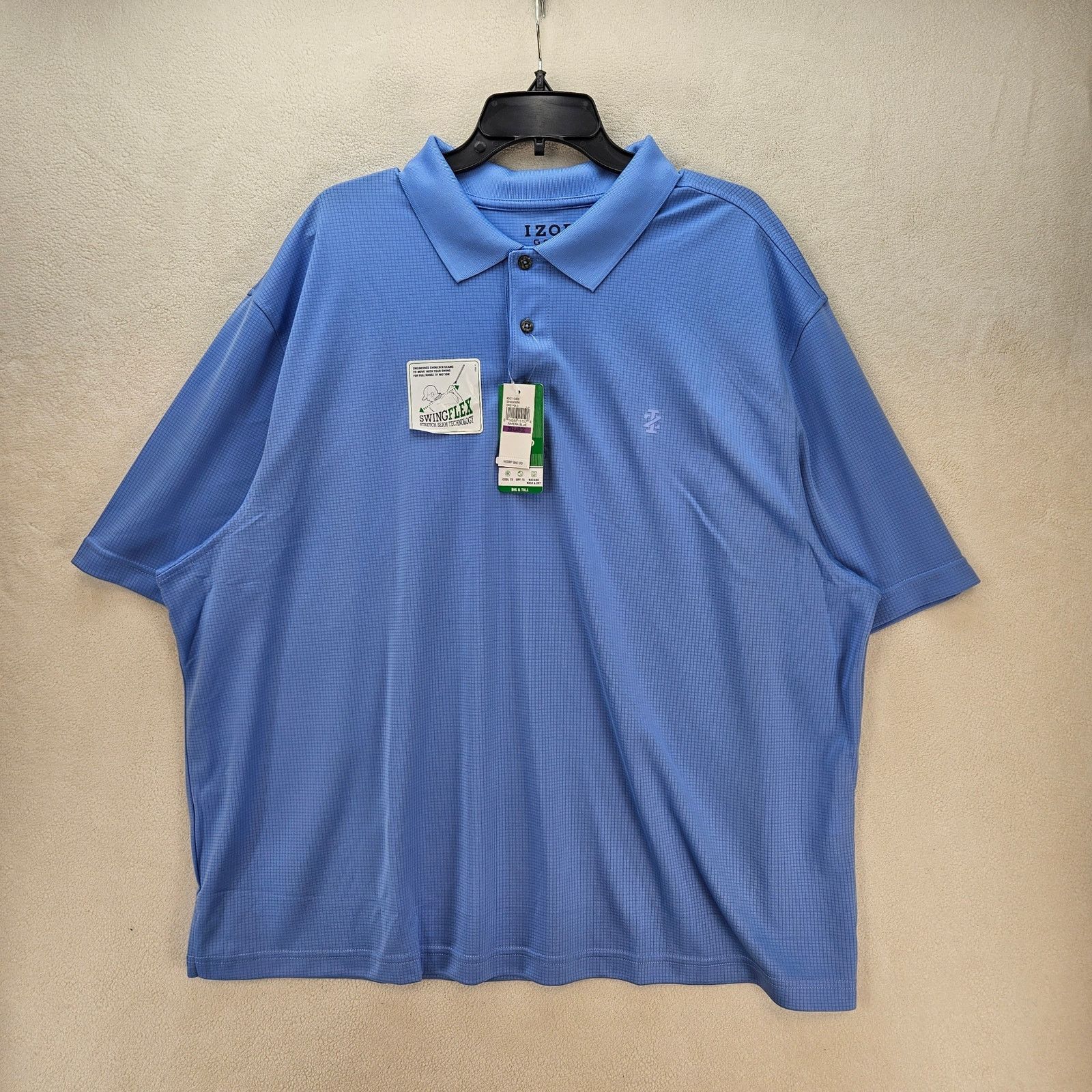 Izod IZOD MEN'S XXL GRID POLO SHIRT RIVIERA BLUE UPF15 COOLING Size US XXL / EU 58 / 5 - 1 Thumbnail