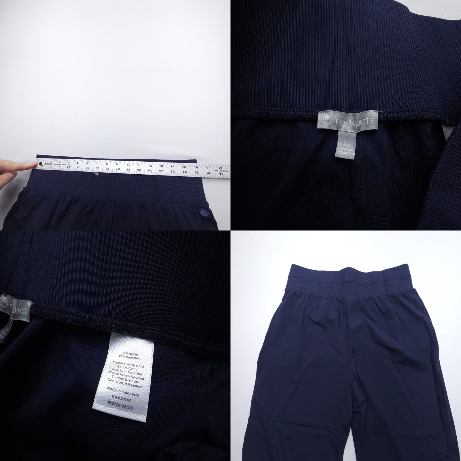 Talbots T by Talbots Pull On Wide Leg Pants Womens Large Petite LP Blue Stretch Fabric Size 36" / US 14 / IT 50 - 8 Thumbnail