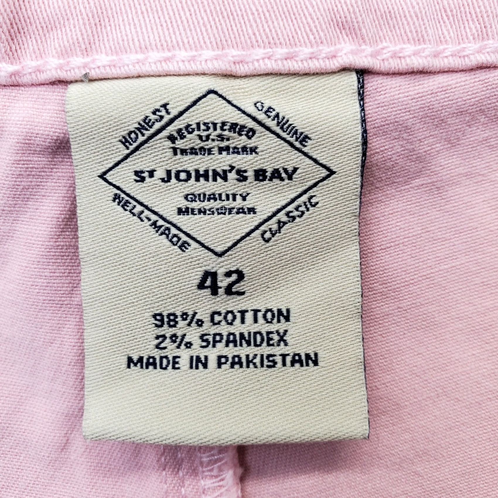 Vintage St. John's Bay Shorts Mens 42 Pink Comfort Stretch Belted Waist Classic Fit Shirt Size US 42 / EU 58 - 6 Thumbnail