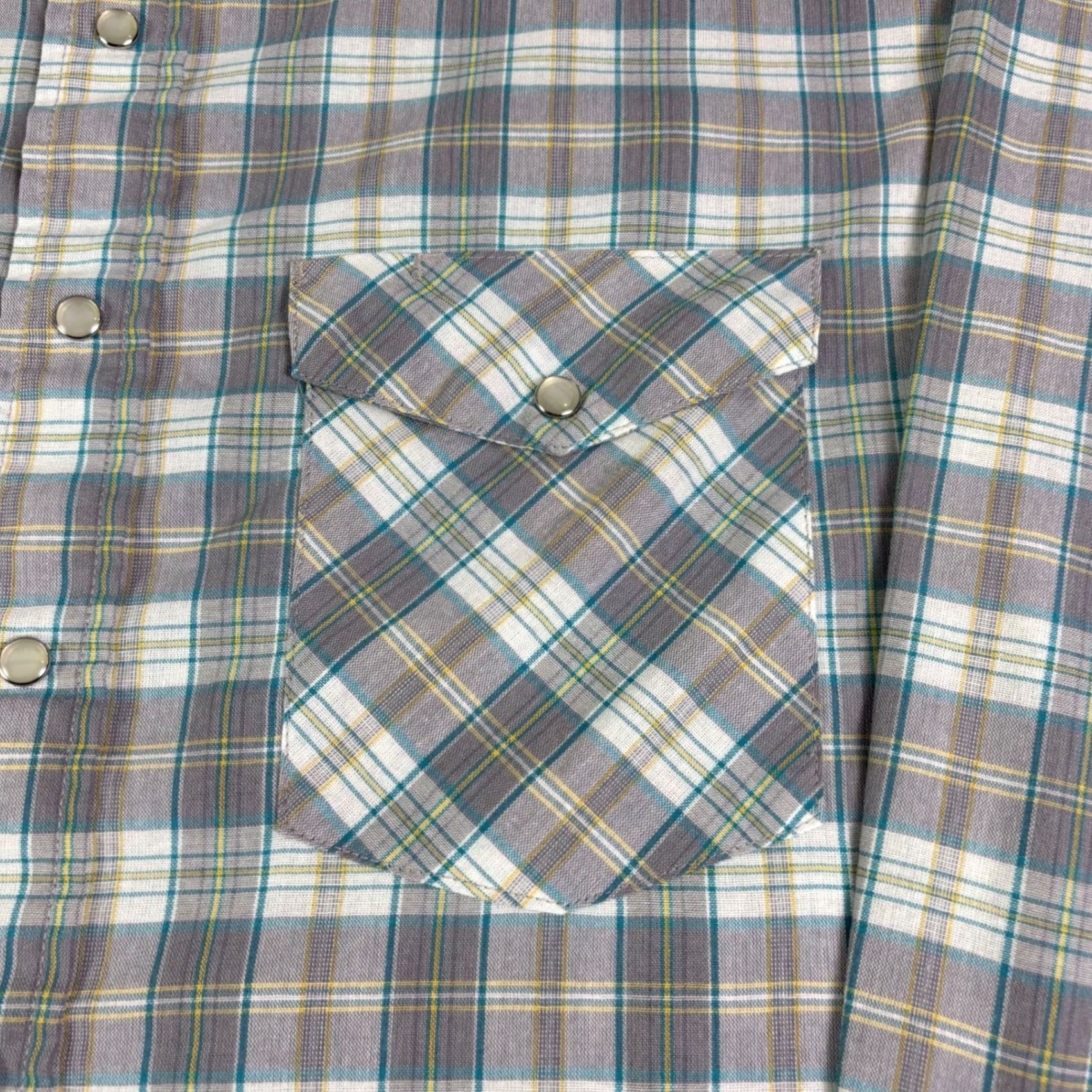 Vintage Big Mac Mens LT Tall Plaid Western Workwear Shirt Grey Teal Yellow Size US L / EU 52-54 / 3 - 7 Thumbnail