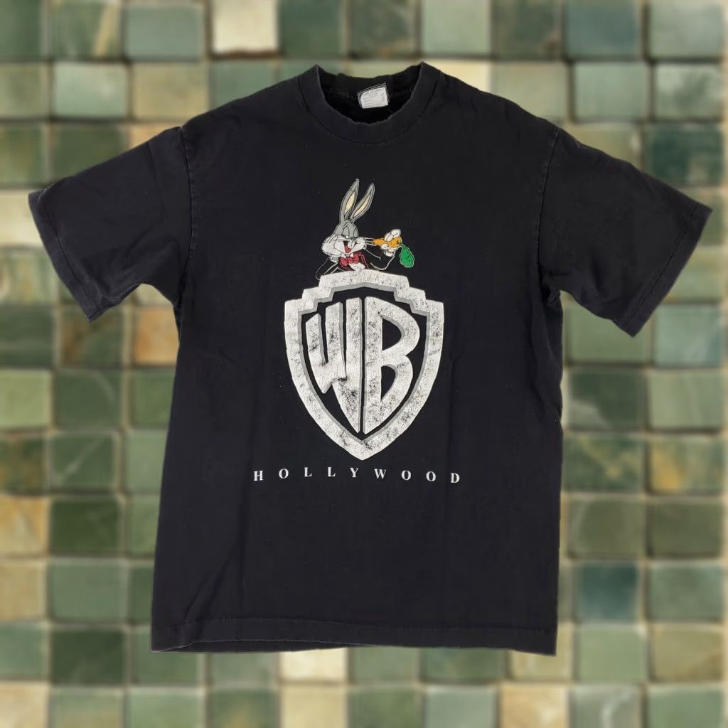 Vintage VINTAGE Warner Bros Bugs Bunny Hollywood Black T Shirt Made USA Mens L 90s Mens T-Shirt Size US L / EU 52-54 / 3 - 1 Thumbnail