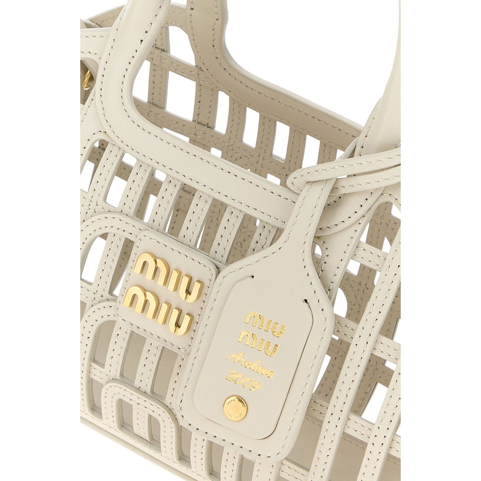 Miu Miu MIU MIU $3700 Leather Basket Chalk White Top Handle Bag New Size ONE SIZE - 4 Thumbnail