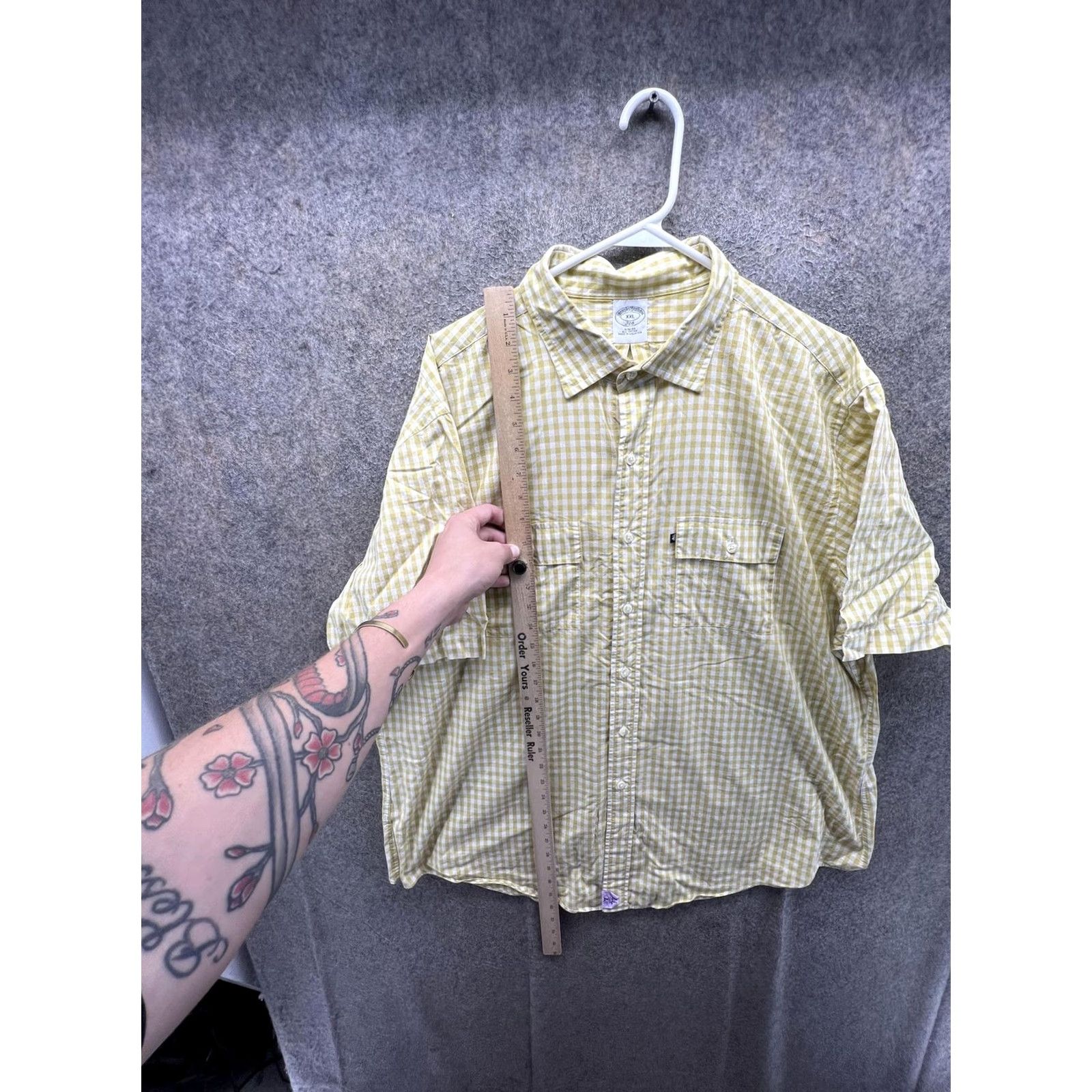 Brooks Brothers Brooks Brothers Shirt Mens 2XL Yellow Check Short Sleeve Button Front Slim Fit Size US XXL / EU 58 / 5 - 5 Thumbnail