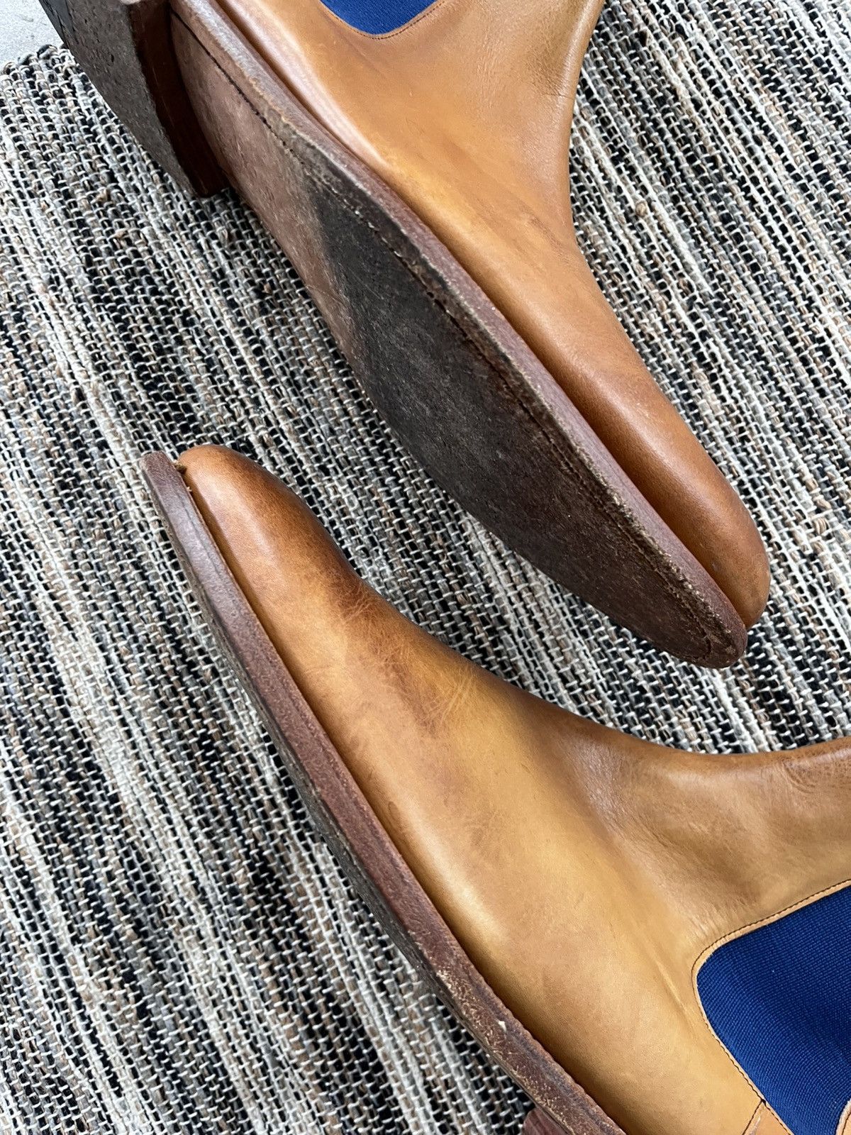 Barker Vintage Luxury Barker Brown Yellow Leather Chelsea Boots Y2K Size US 11.5 / EU 44-45 - 5 Thumbnail