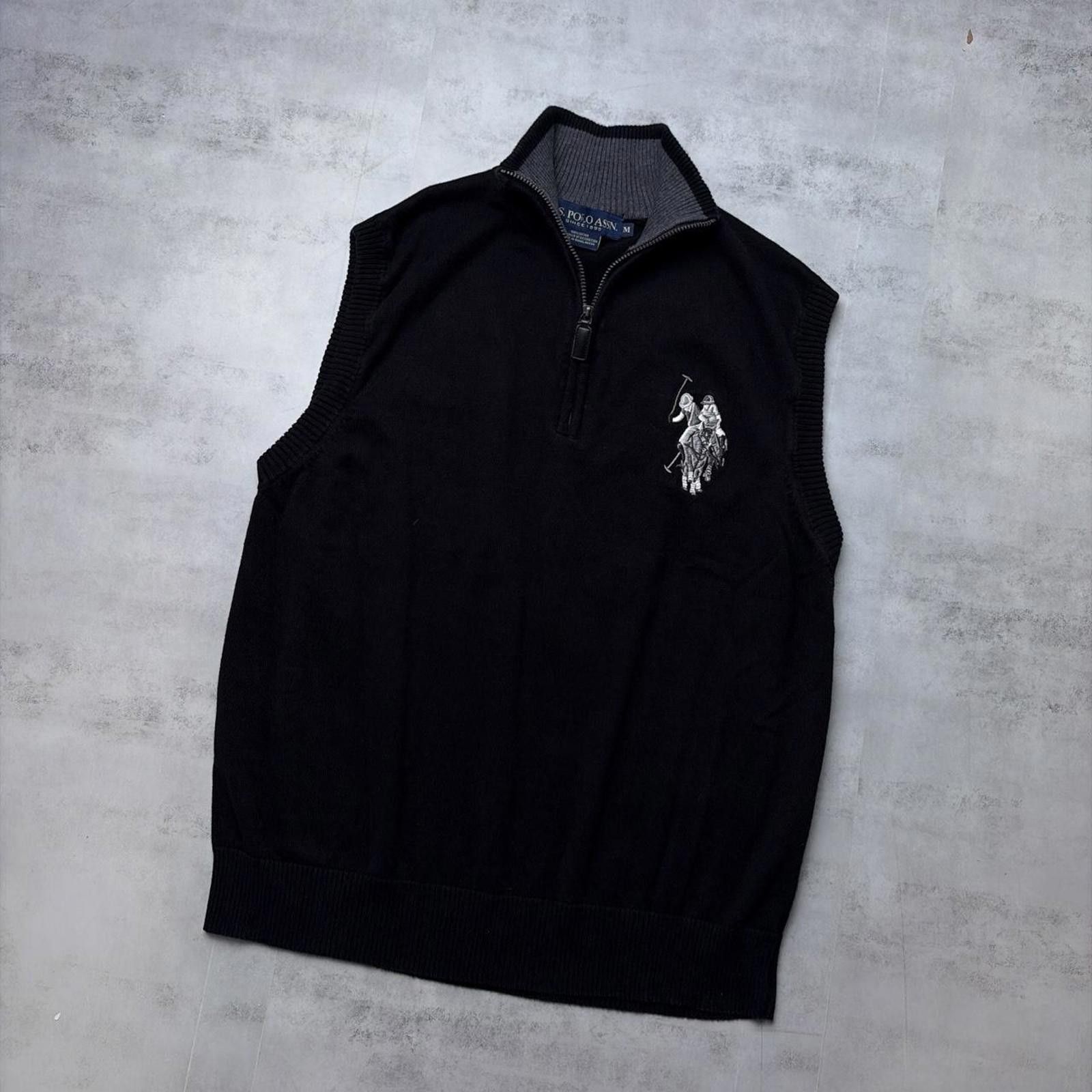 U.S. Polo Assn. Y2K Black U.S. Polo Assn Grunge Knit Big Pony Vest Size US M / EU 48-50 / 2 - 2 Thumbnail