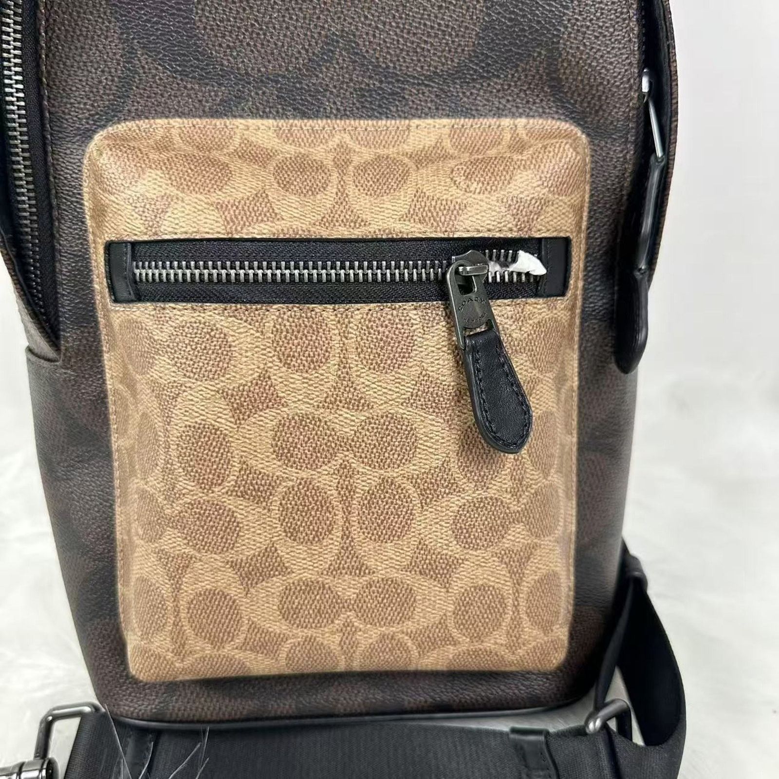 Coach COACH Men's West Pack Blocked Signature Canvas Walnut Tan Size ONE SIZE - 2 Thumbnail