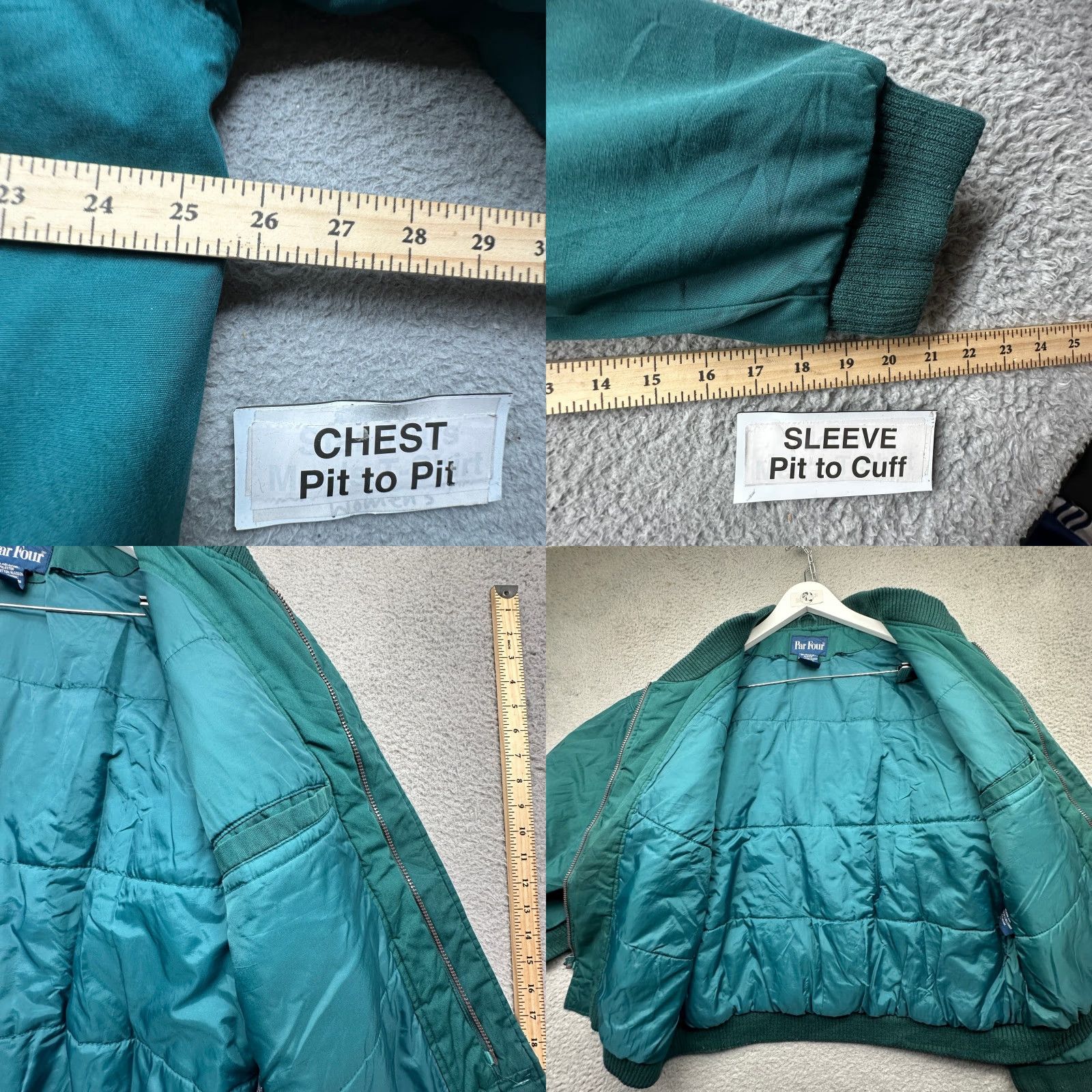 Vintage VINTAGE Par Four Bomber Jacket Mens Large Green Puffer Quilted Lined 90s Size US L / EU 52-54 / 3 - 8 Thumbnail