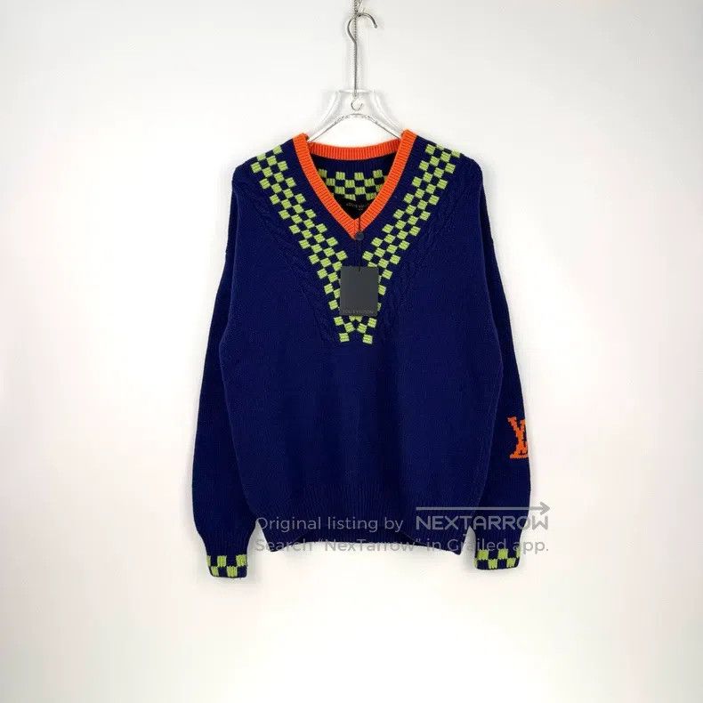 Louis Vuitton Louis Vuitton Electric Blue Checker Half Wool Sweater Size US S / EU 44-46 / 1 - 3 Thumbnail