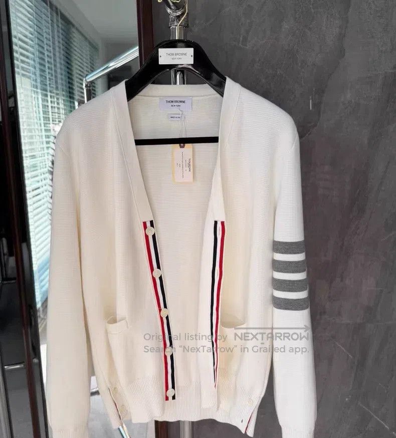 Thom Browne Thom Browne Classic White Cotton Cardigan Size US M / EU 48-50 / 2 - 1 Thumbnail