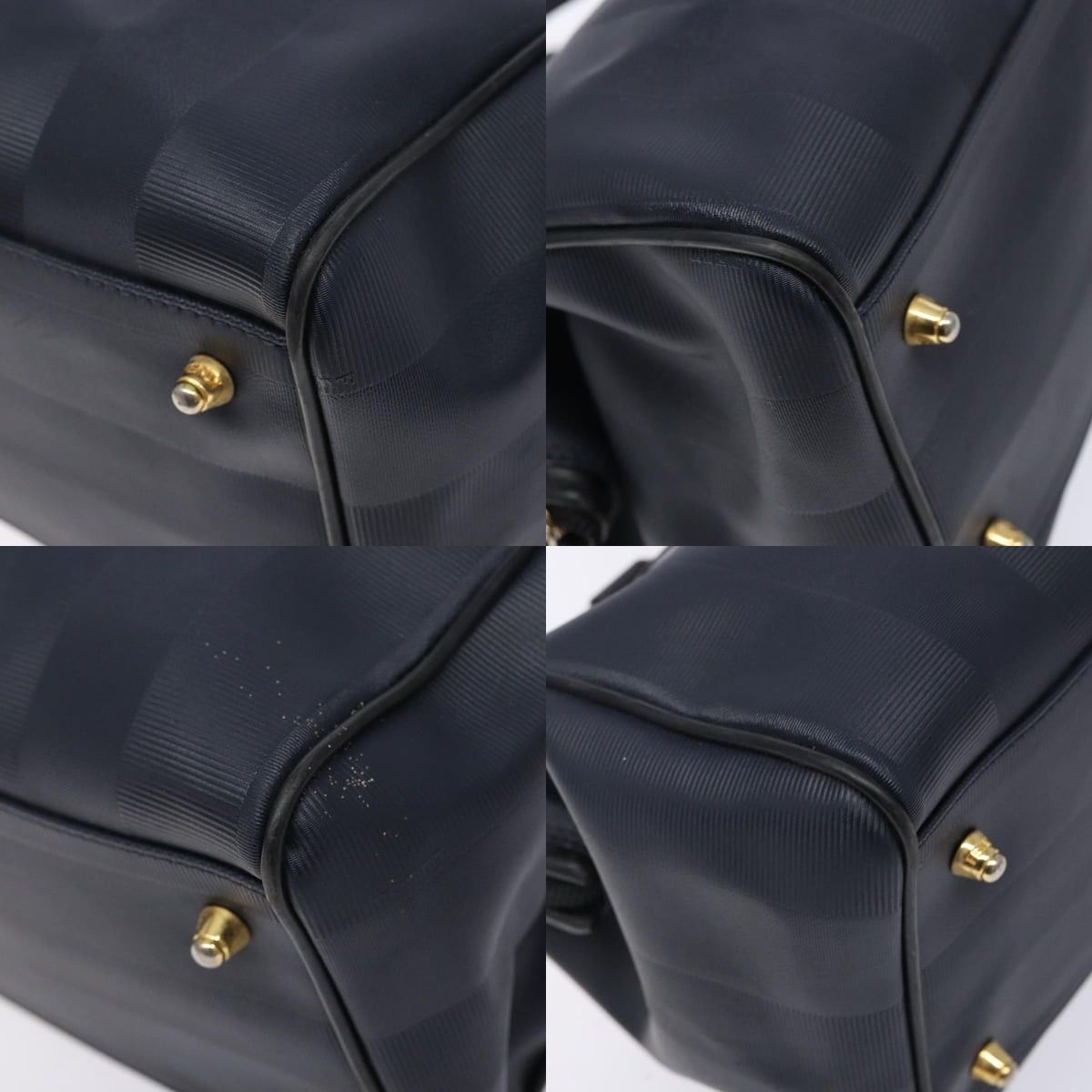 Fendi FENDI Pecan Canvas Hand Bag Navy Gold Size ONE SIZE - 10 Thumbnail