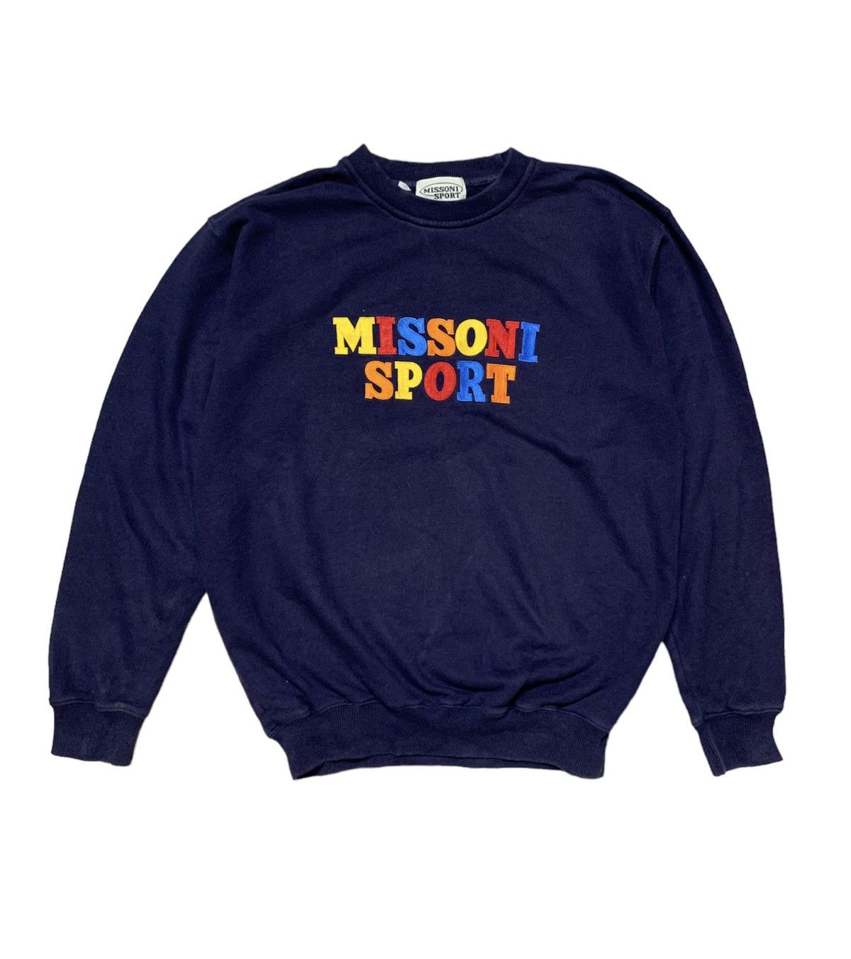 image of Missoni Sport Spellout Embroidery Sweatshirt in Navy Blue, Men's (Size Medium)