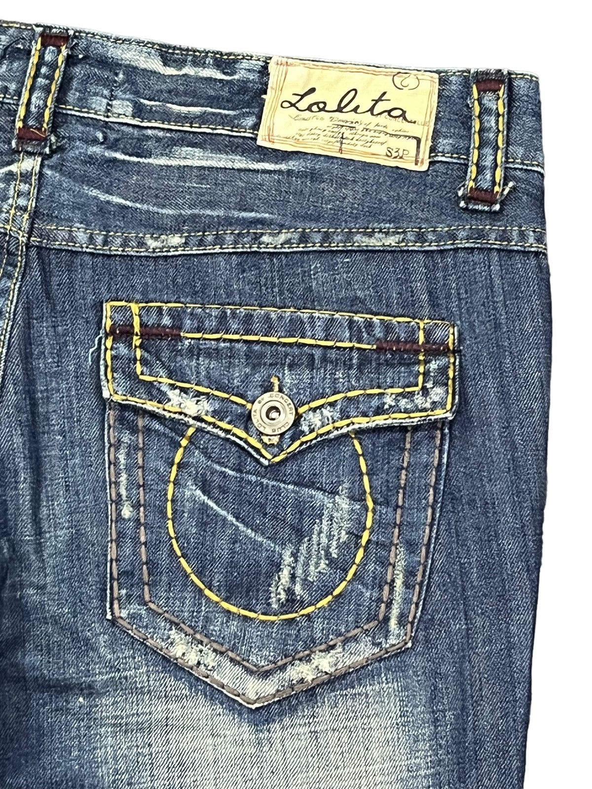 Designer 🔥 LOLITA YOSHITOMO NARA Exotic Vtg Denim Clawmark FLARE💥 Size US 35 - 10 Thumbnail