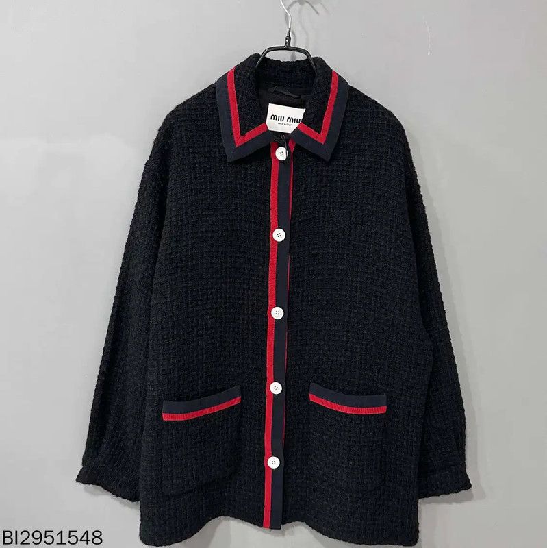 Miu Miu Miu Miu Women's Black Cardigan with Trim 0089 Size ONE SIZE - 1 Thumbnail