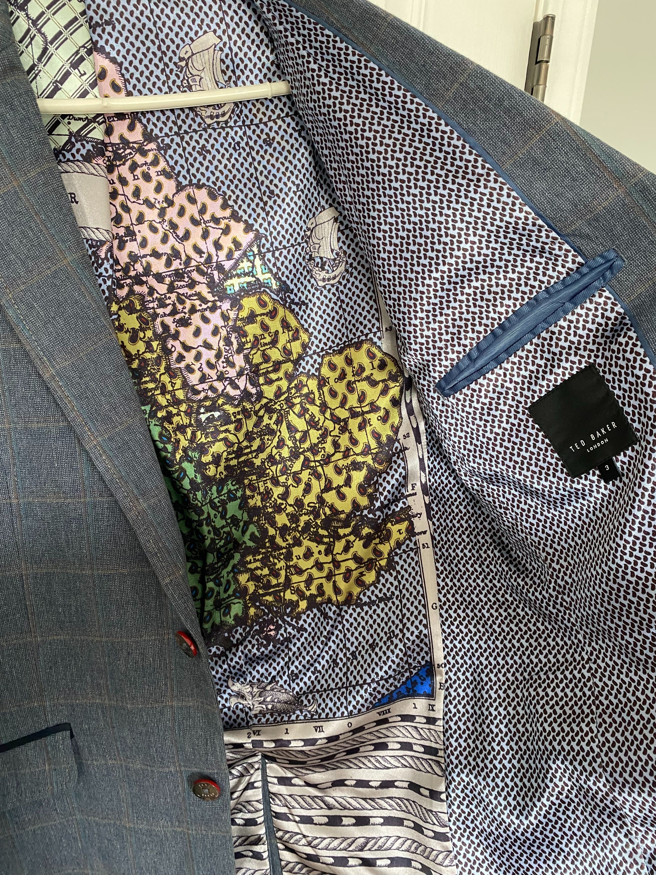Ted Baker Ted Baker Plaid Blazer Jacket Size 4 World Map Geo Lining Size 40R - 4 Thumbnail