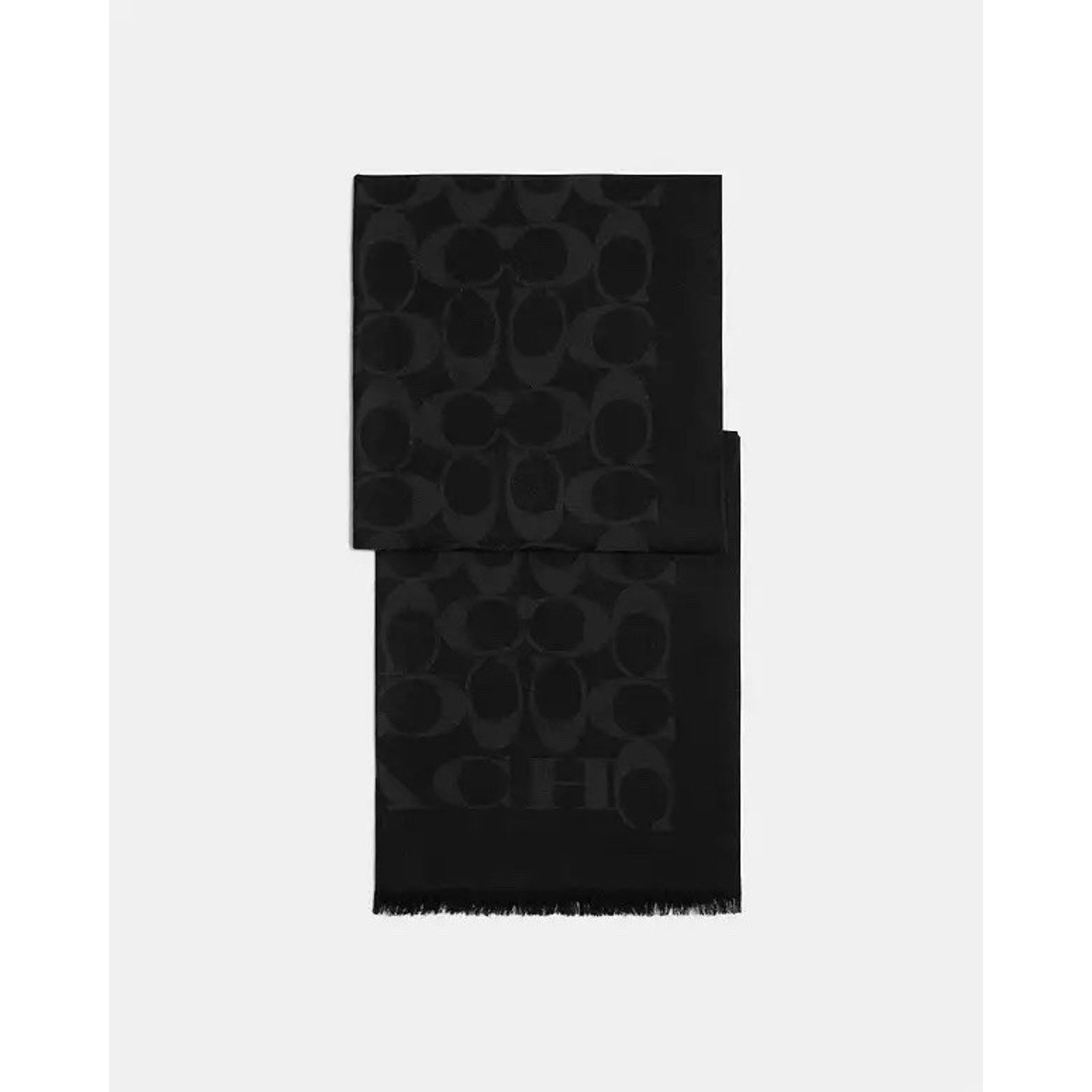 Coach NWT Coach Women's Signature Wrap Fringe Scarf CB700 Black Size ONE SIZE - 6 Thumbnail