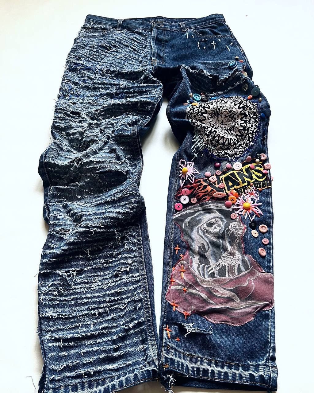 Handmade MILF HUNTER custom distressed jeans Size US 32 / EU 48 - 1 Thumbnail