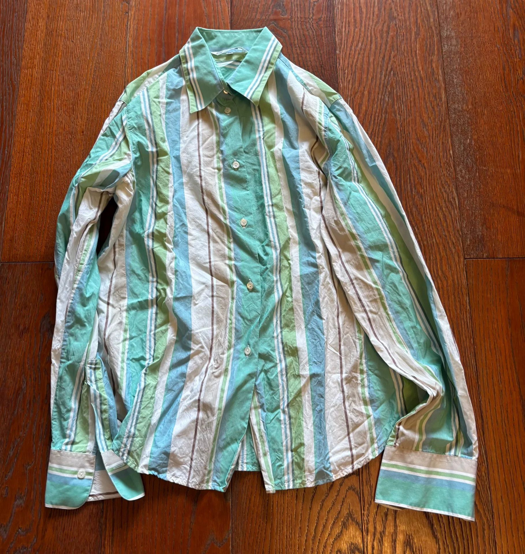 Loro Piana Loro Piana Blue White Stripe Shirt Women's Size M / US 6-8 / IT 42-44 - 1 Thumbnail