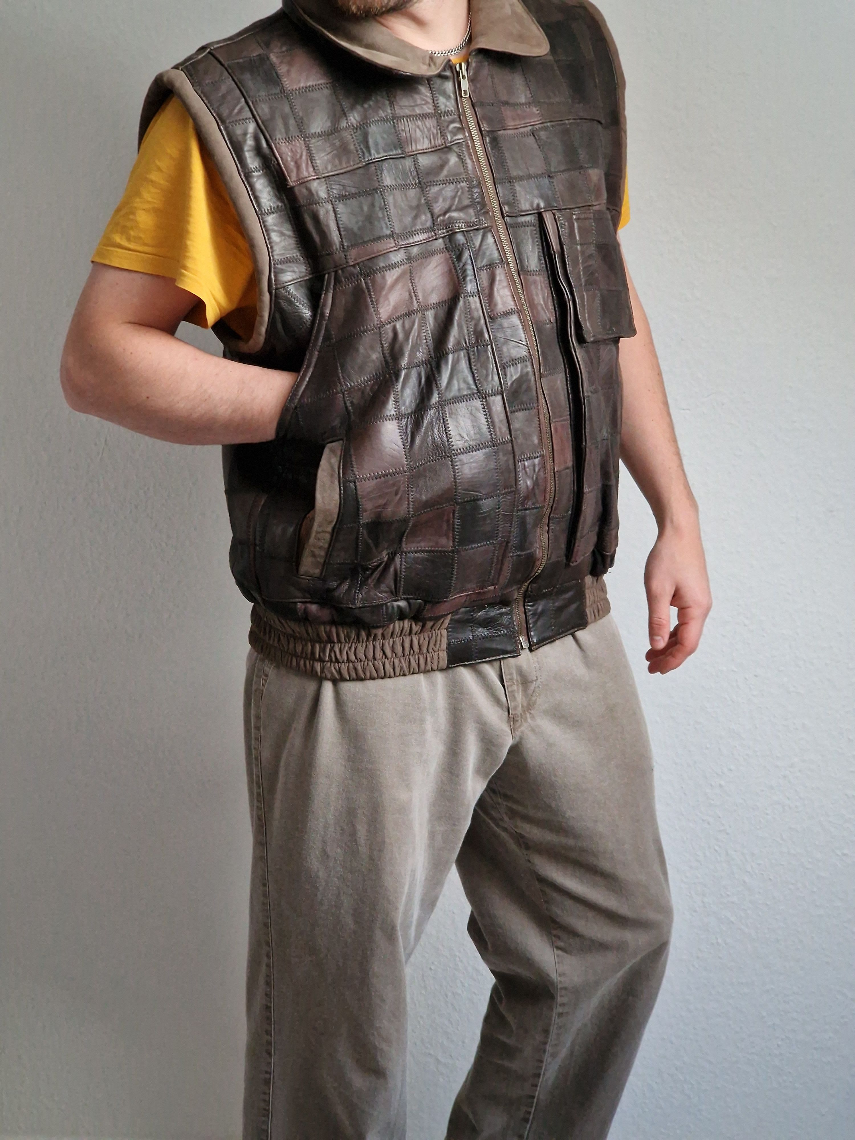 Genuine Leather × Vintage Genuine Leather Vintage Vest bomber deep front pockets Size US S / EU 44-46 / 1 - 3 Thumbnail