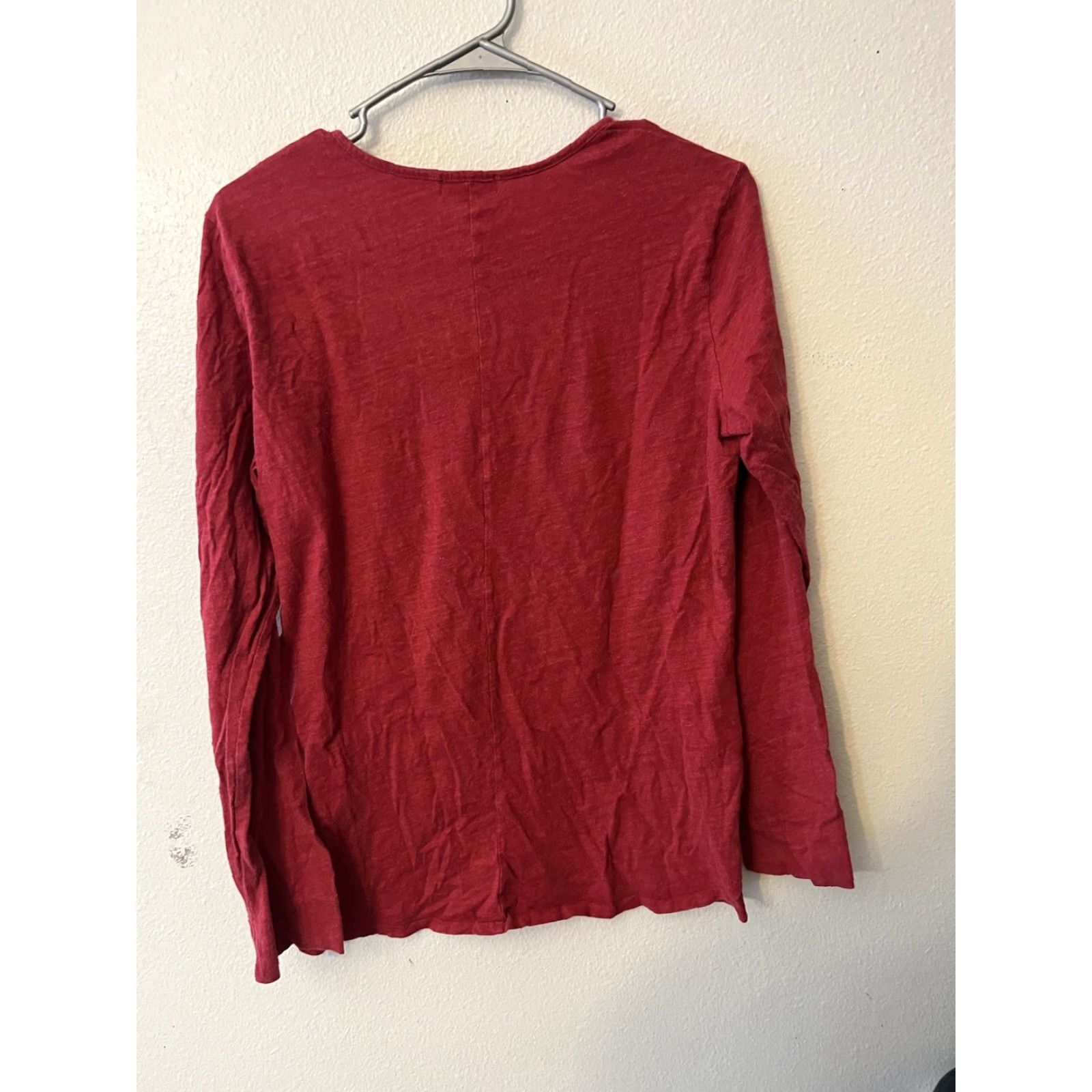 Gap Gap Women Solid Round Neck Long Sleeve T-Shirt Red L Size L / US 10 / IT 46 - 2 Thumbnail