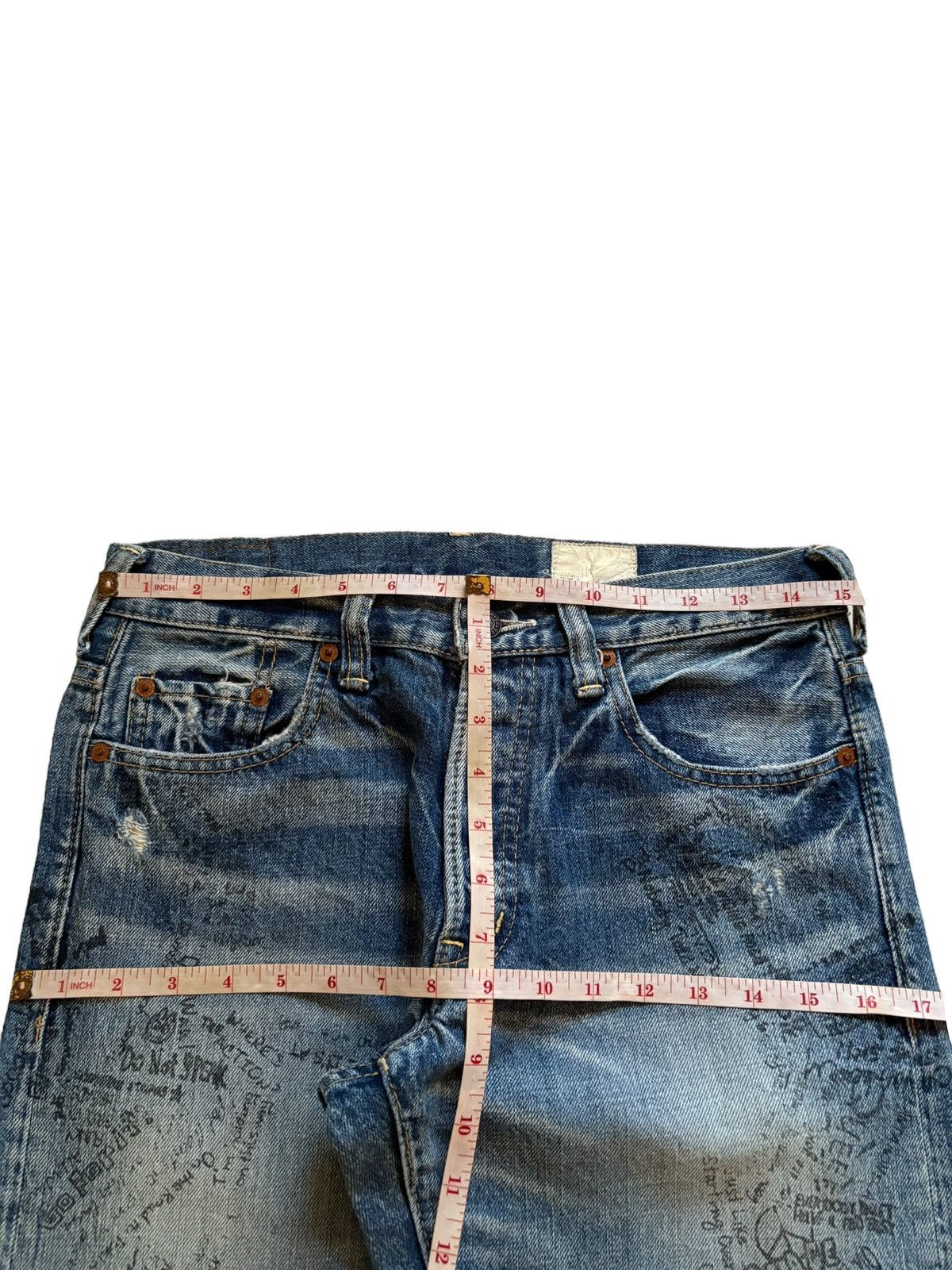 Japanese Brand Vintage Japanese Brand Printed Faded Wash Distressed Jeans Size US 30 / EU 46 - 12 Thumbnail