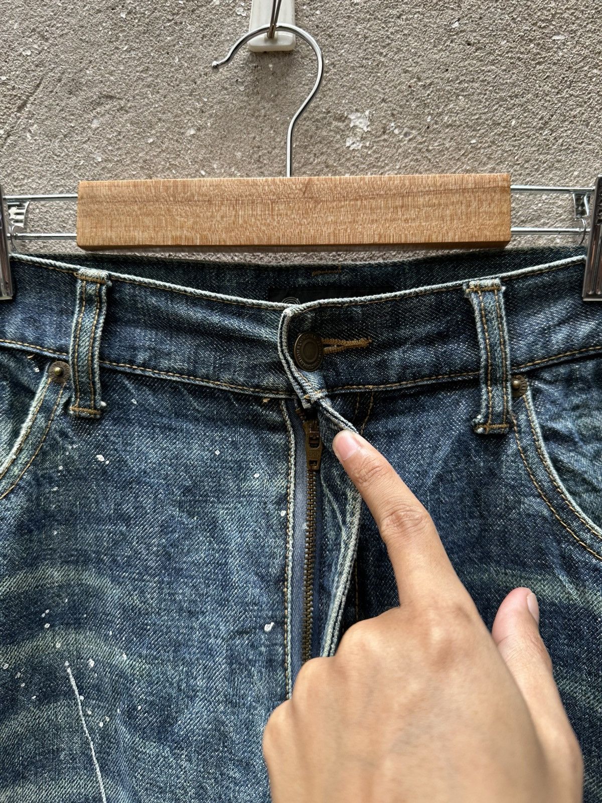 Isamu Katayama Backlash Rare Vintage ROOT THREE Splast Paint Flares Denim Size US 34 / EU 50 - 4 Thumbnail