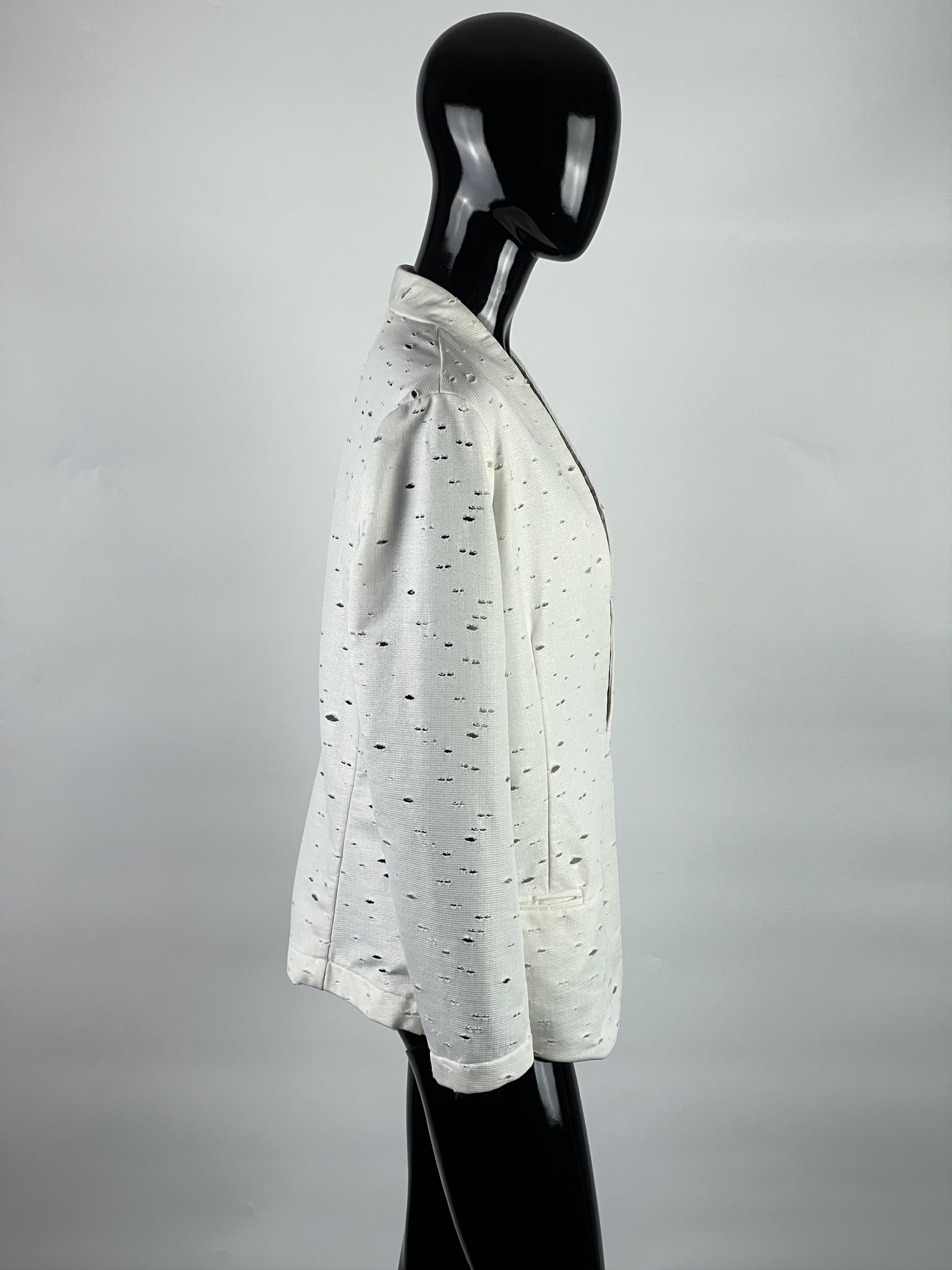 Other 8PM White Distressed Blazer Jacket Size L / US 10 / IT 46 - 2 Thumbnail