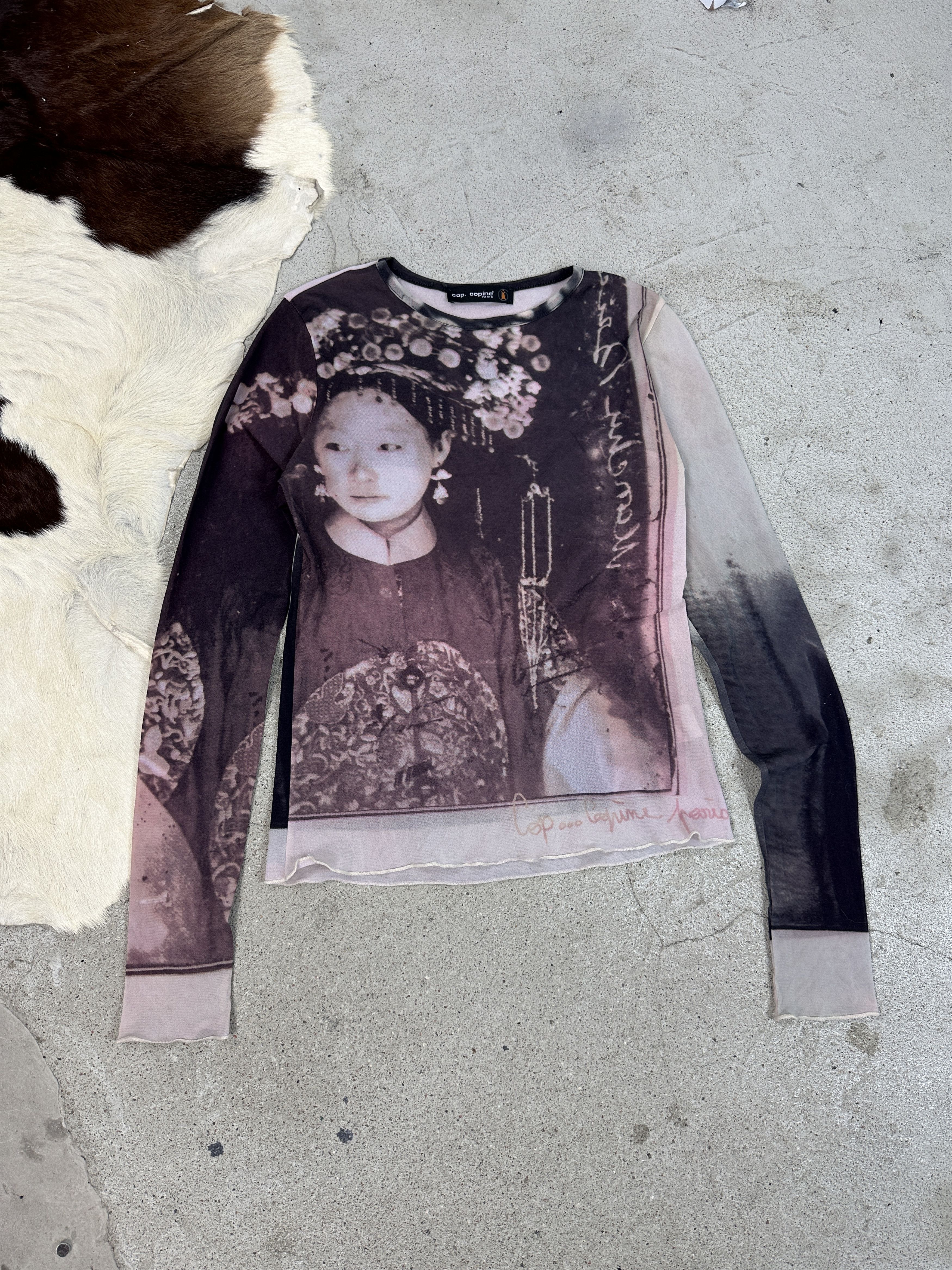Cop Copine × Vintage Vintage Avant Garde opium Cop Copine Printed Mesh Top 00s Size M / US 6-8 / IT 42-44 - 1 Thumbnail