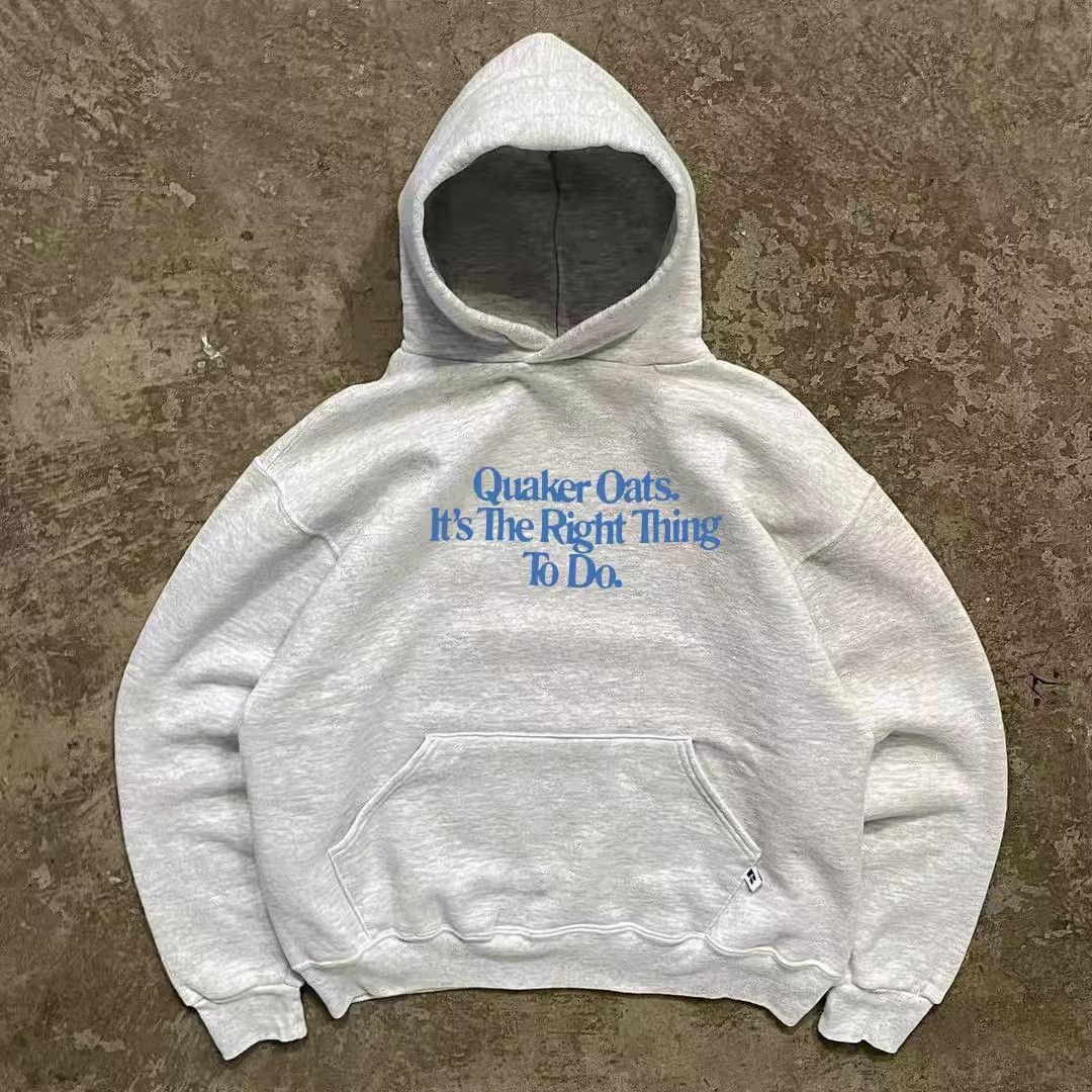 Japanese Brand × Vintage Grey washed vintage letter print cotton hoodie Size US L / EU 52-54 / 3 - 1 Thumbnail