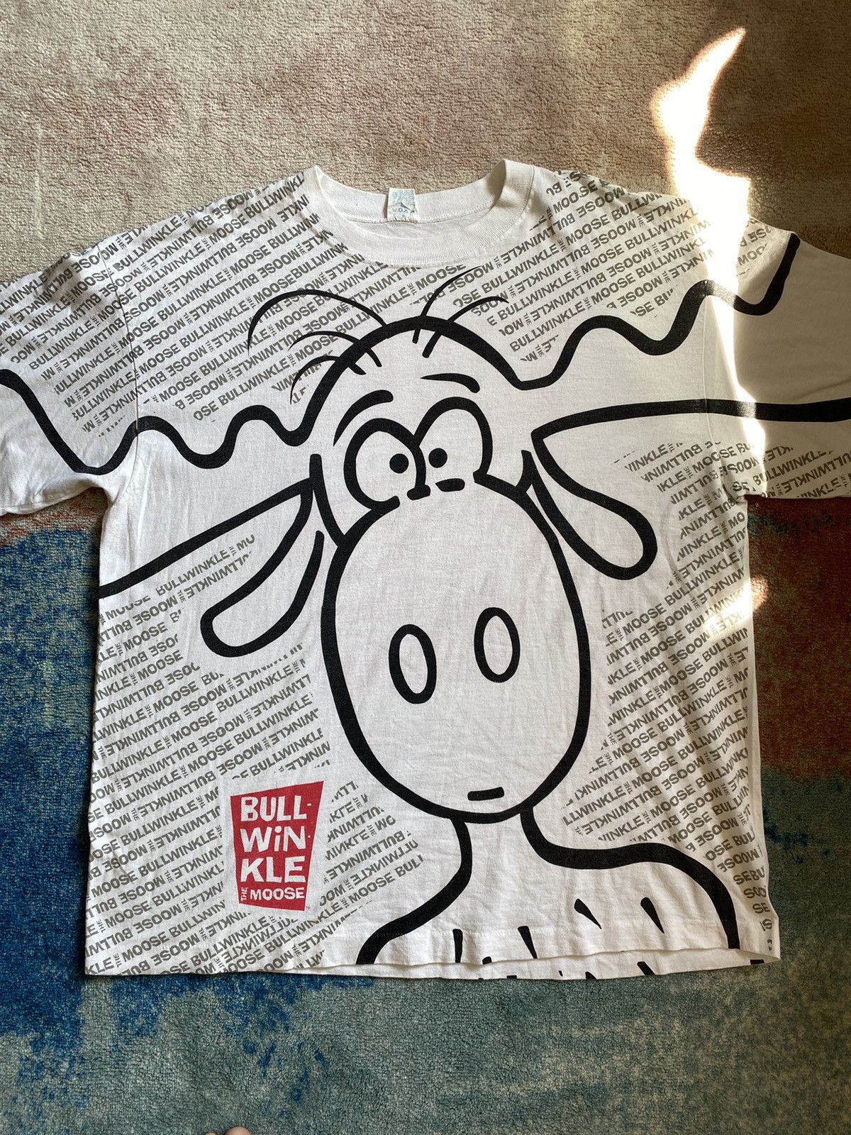 image of Cartoon Network x Vintage 90's Bullwinkle The Moose All Over Print in White, Men's (Size XL)