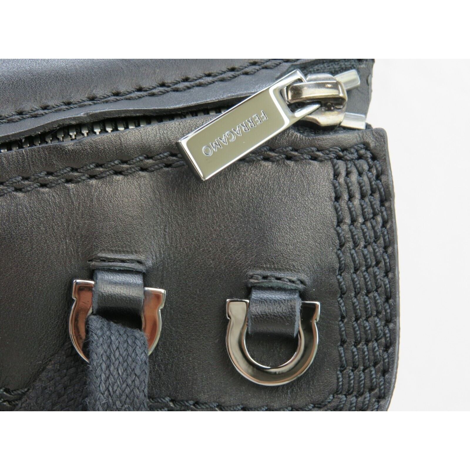 Salvatore Ferragamo FERRAGAMO FARAWAY BLACK LEATHER LOGO LACE ZIP BOOTS 10 M Size US 11 / EU 44 - 6 Thumbnail