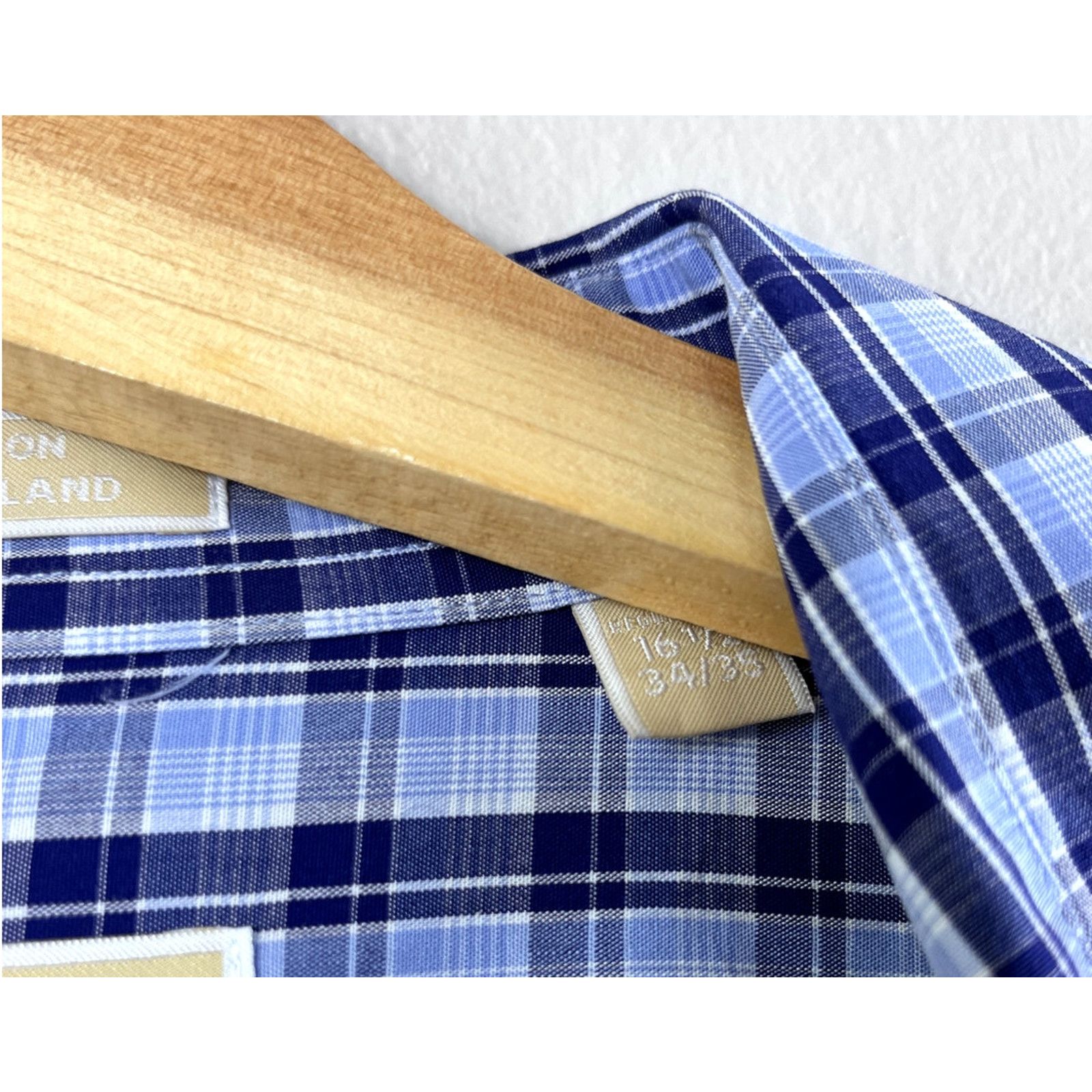 Michael Kors Men's Blue Plaid Button Up Michael Kors Shirt 16.5 Size US M / EU 48-50 / 2 - 4 Thumbnail