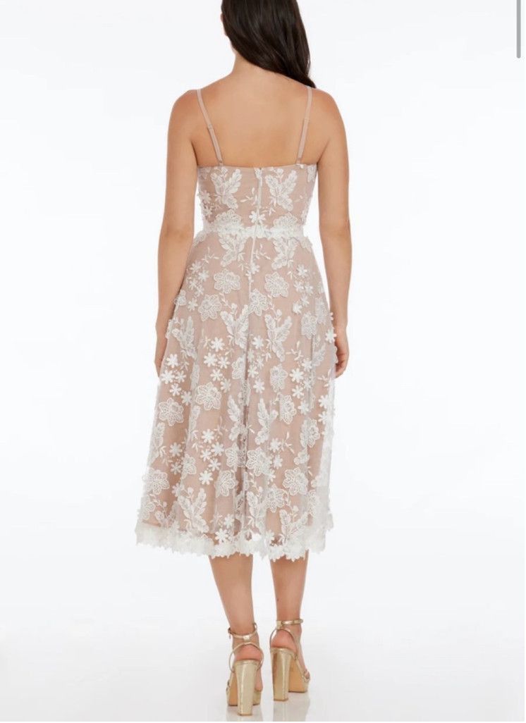 Women's Dress the Population White Floral Midi Dress Size S