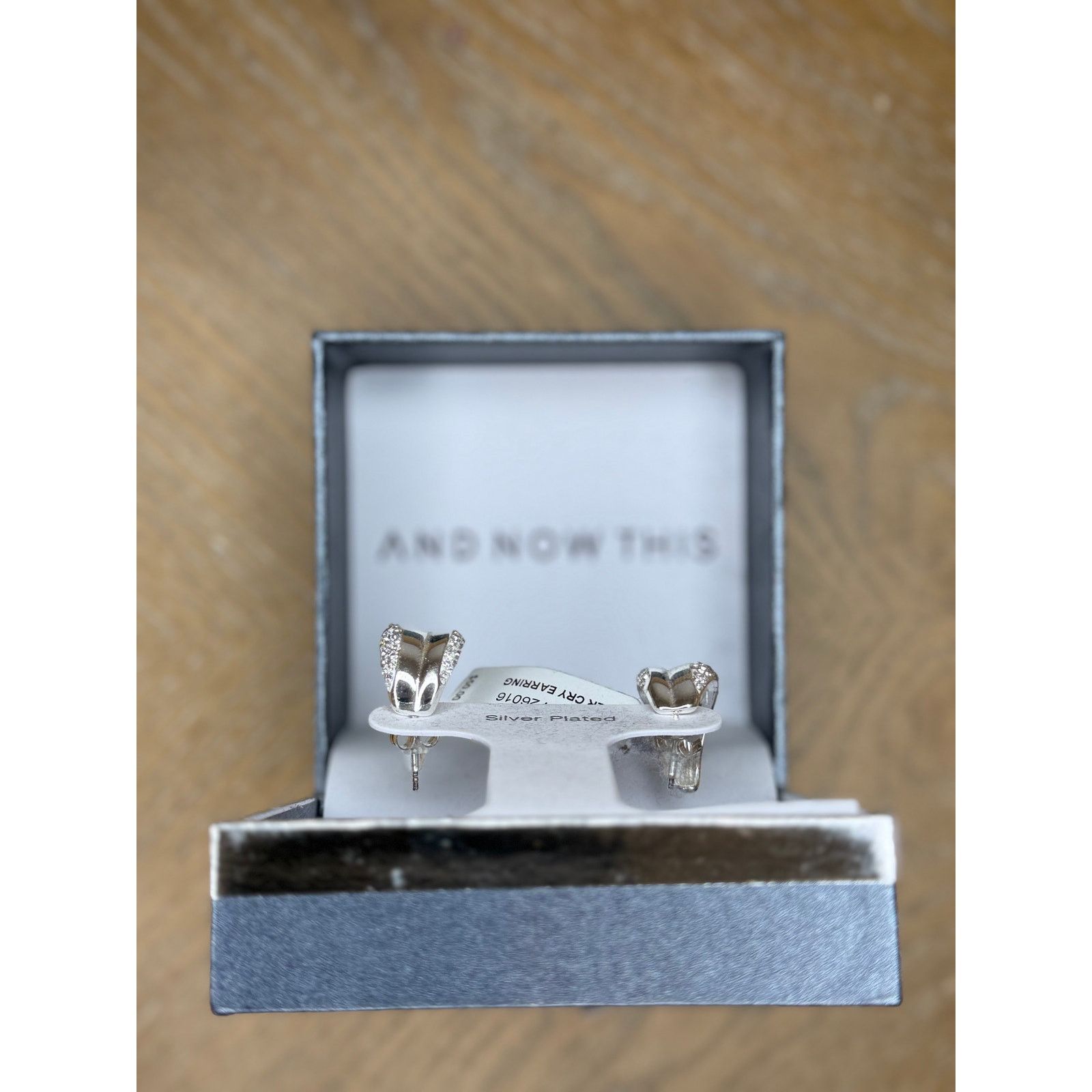 Other ANDNOWTHIS Silver Plated Crystal Hoop Earrings | New Size ONE SIZE - 2 Thumbnail