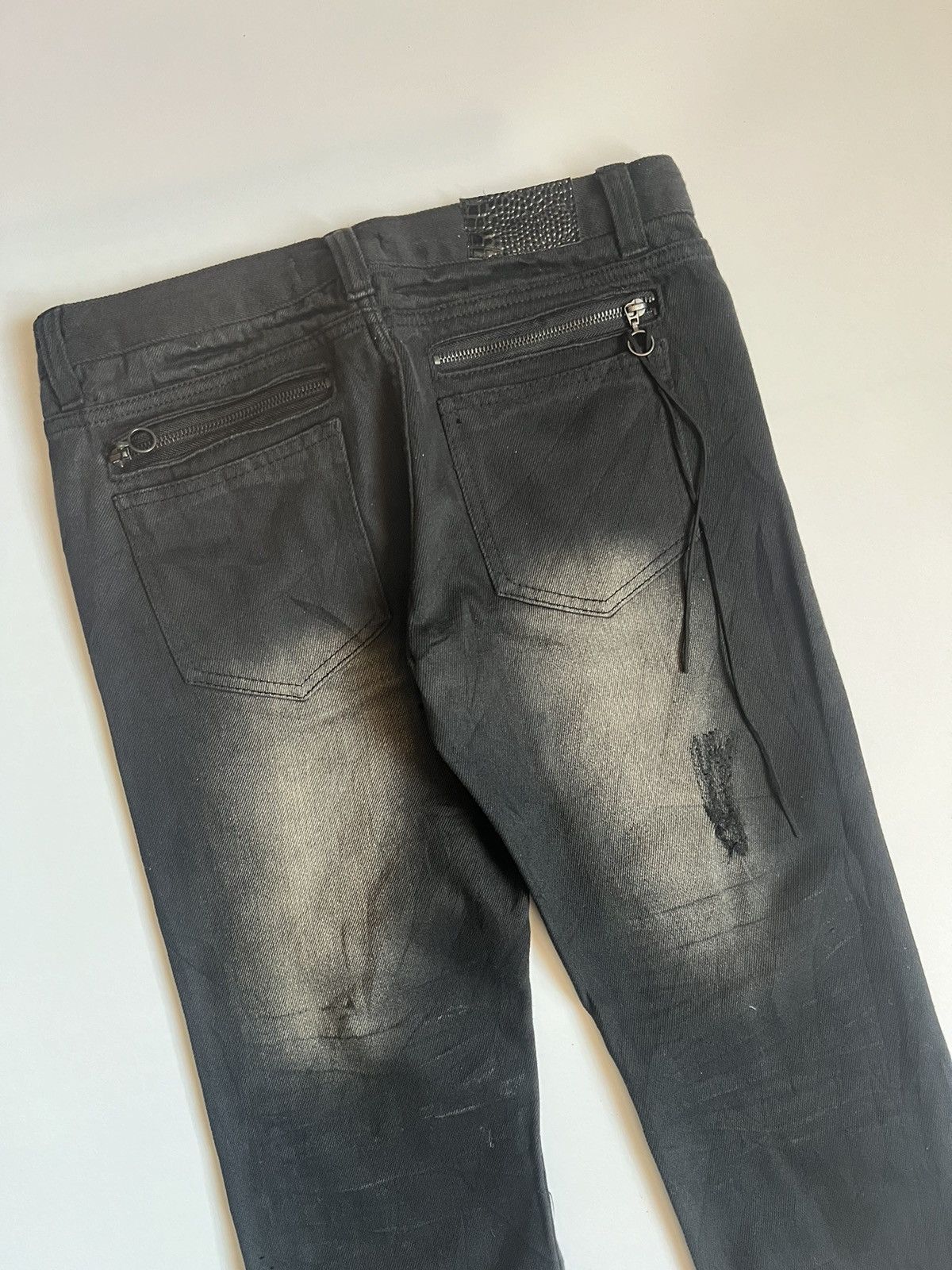 Japanese Brand Roshell Zipper Flare Bondage Distressed Denim Size US 31 - 14 Thumbnail