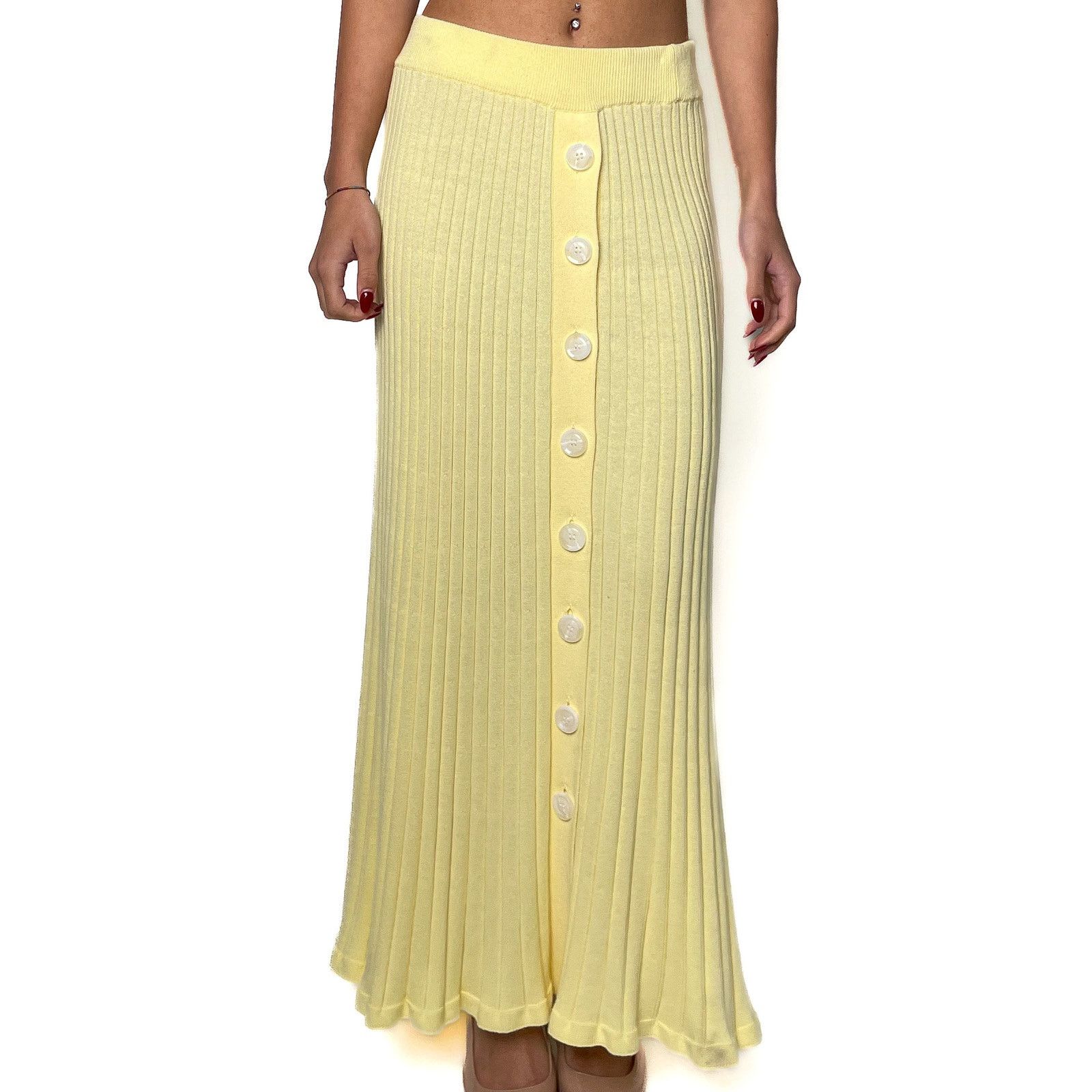 Anna Quan Yellow Button Skirt Size 28" / US 6 / IT 42 - 3 Thumbnail