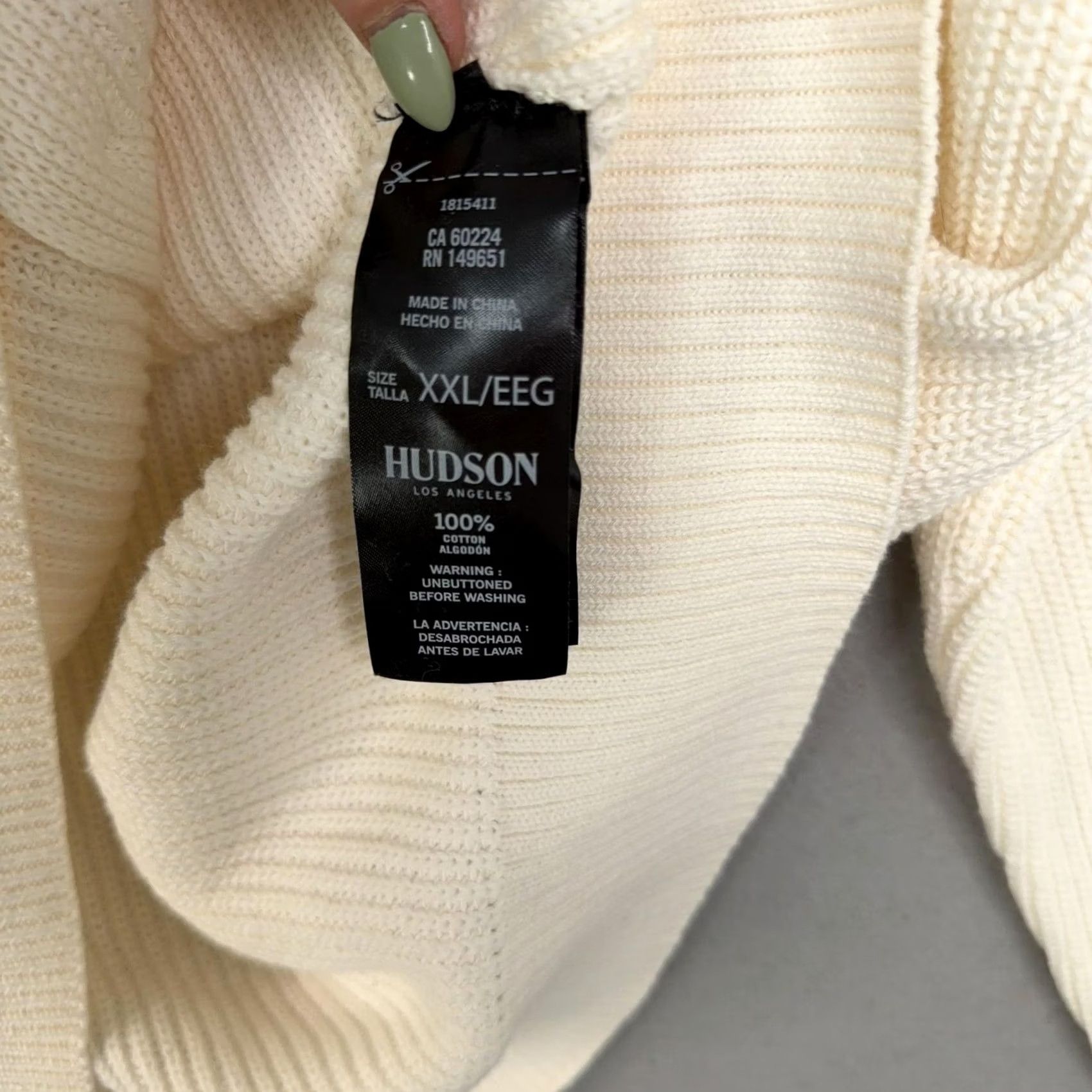 Hudson Hudson Cardigan Womens XXL White Knit Cozy V-Neck Button Front Sweater All Seasons Casual Fall Size XXL / US 16-18 / IT 52-54 - 5 Thumbnail