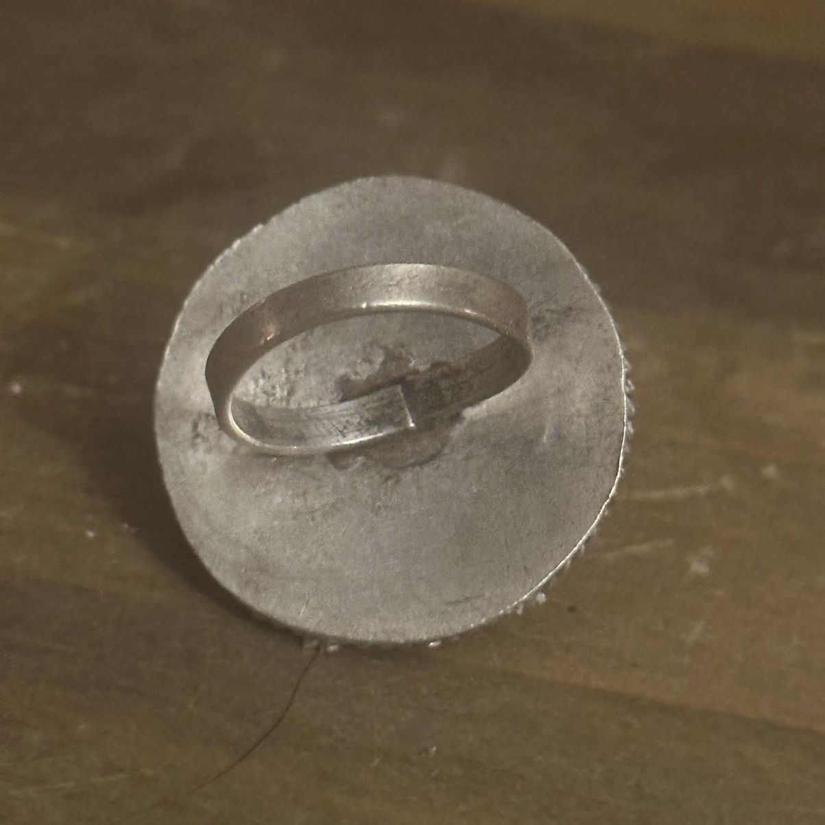 Vintage Vintage large pewter Ruskin ornate dome ring Size ONE SIZE - 4 Thumbnail