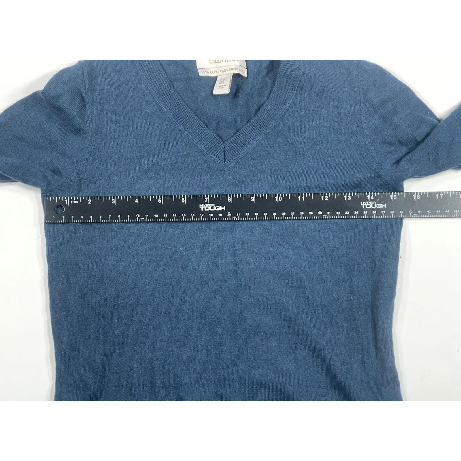 Ellen Tracy Ellen Tracy Womens V-Neck Knit Sweater Sz S Blue Long Sleeve 100% Merino Wool Pullover Casual Womens Size S / US 4 / IT 40 - 5 Thumbnail