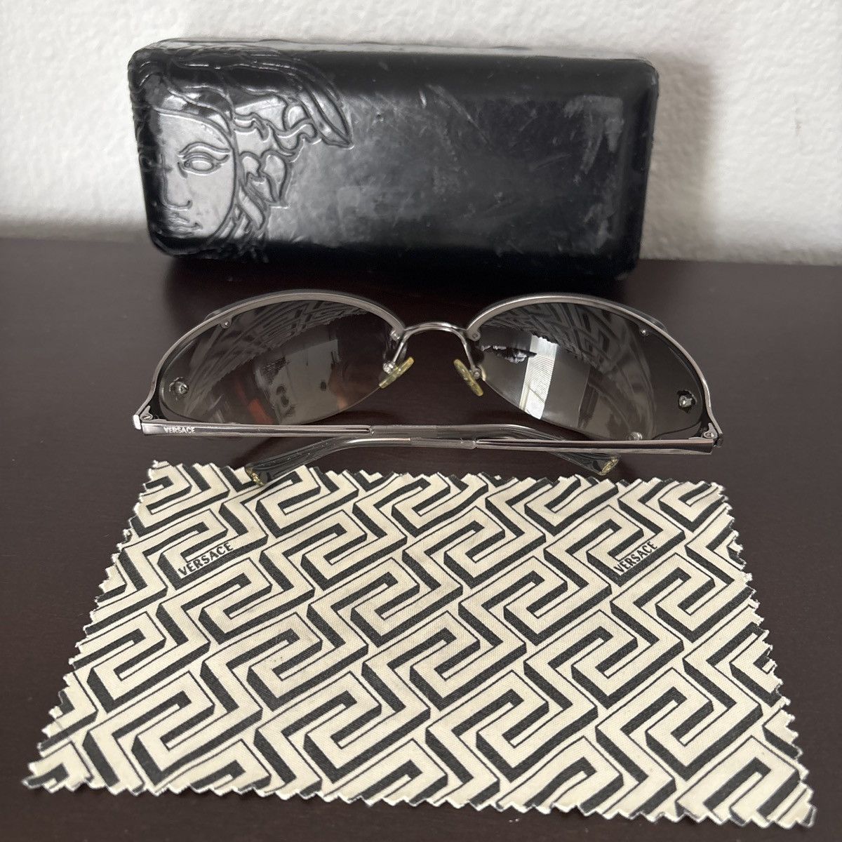 Versace Vintage 2000’s Versace Silver Grey Sunglasses Size ONE SIZE - 3 Thumbnail