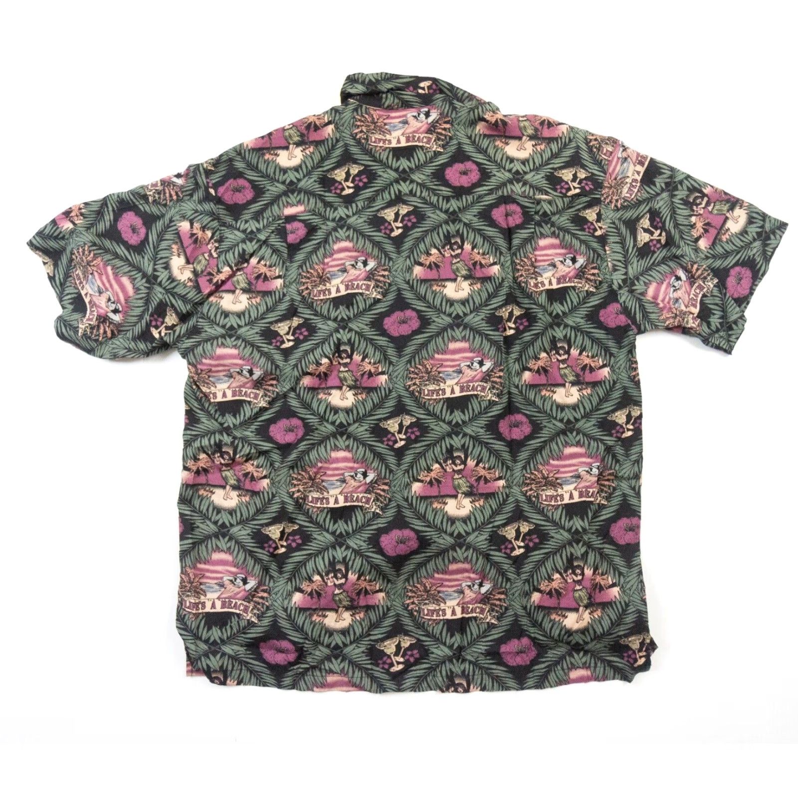 Big Dogs VINTAGE Big Dogs Hawaiian Button Down Shirt Adult XLarge Black Rayon Short Sleeve Mens Size US XL / EU 56 / 4 - 4 Thumbnail