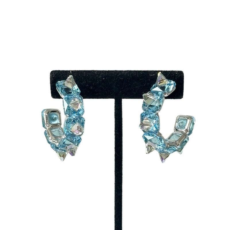 Swarovski Swarovski Ortyx hoop earrings Pyramid cut, Blue Size ONE SIZE - 2 Thumbnail