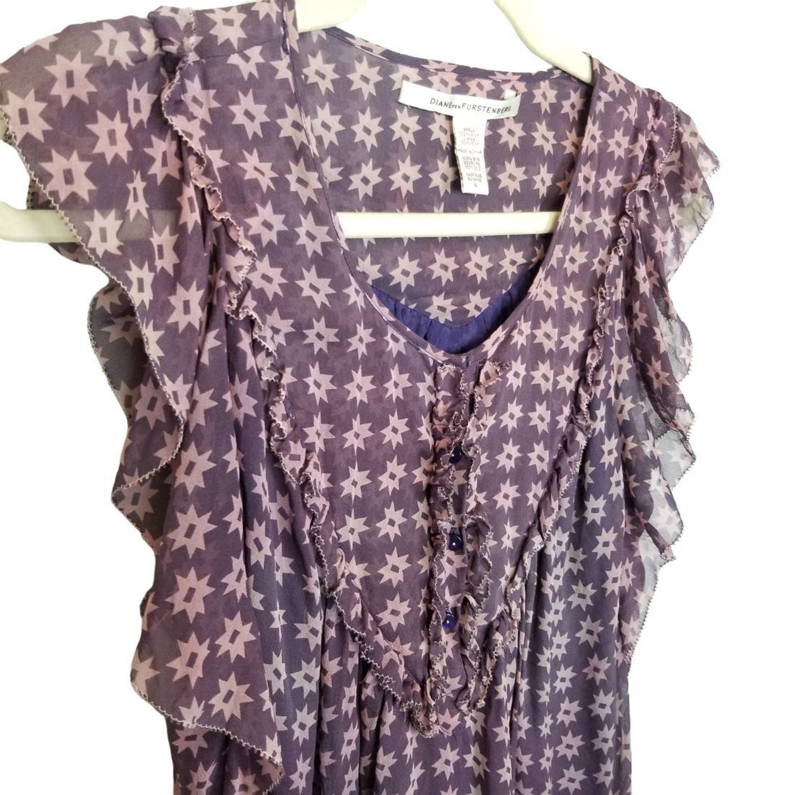 Diane von Furstenberg DVF Diane Von Furstenberg Celestial Silk Blouse Whimsigoth Size S / US 4 / IT 40 - 4 Thumbnail