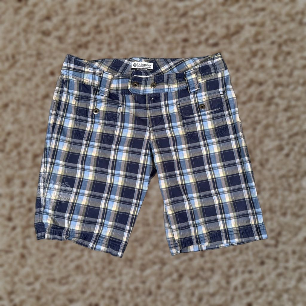 Vintage Columbia Womens Shorts 4 Blue Floral Plaid Chino Cotton Blend Activewear Casual Travel 29x10 Size 27" / US 4 / IT 40 - 1 Thumbnail